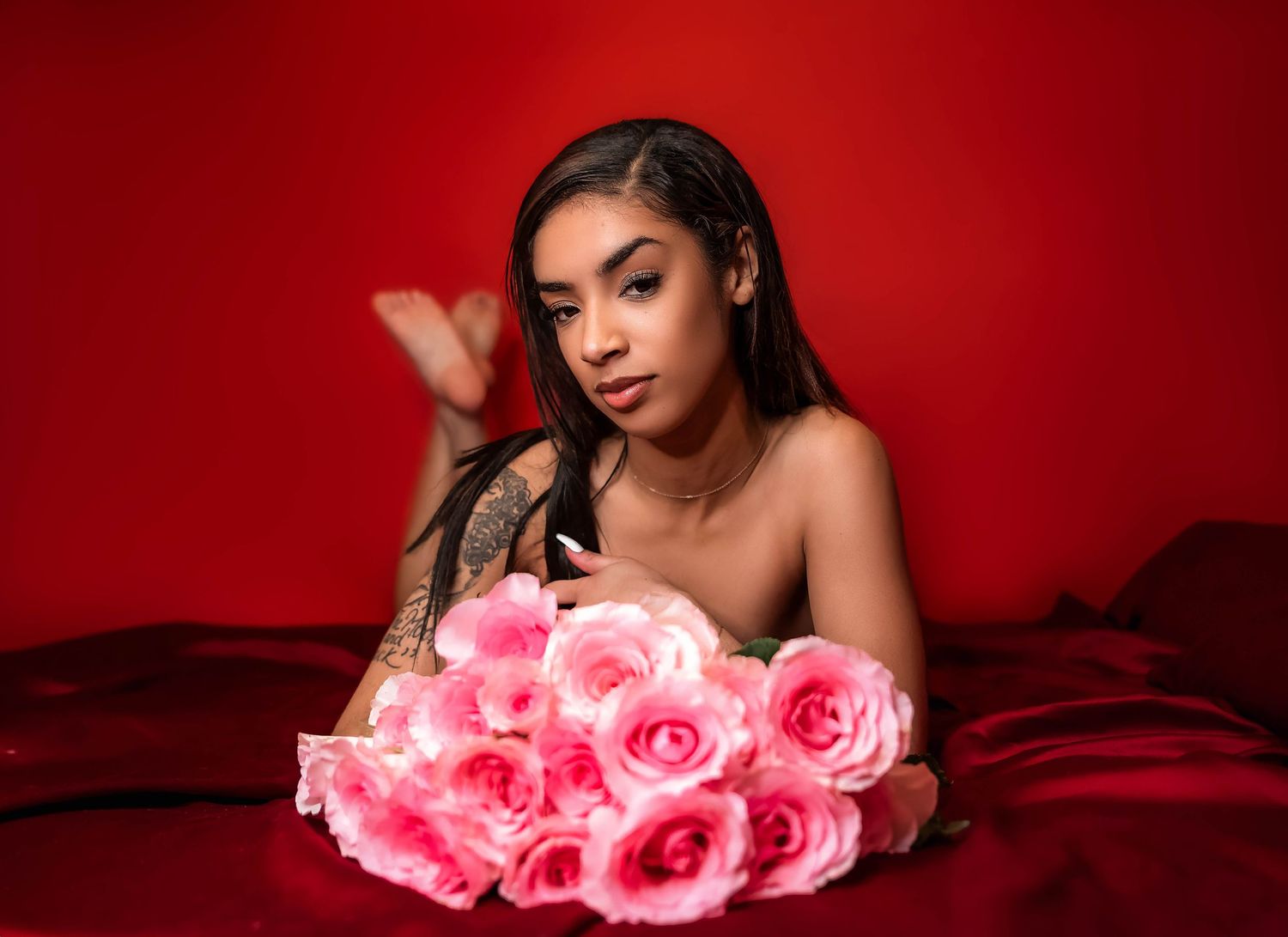Valentines Boudoir Session in-studio in Peoria, IL