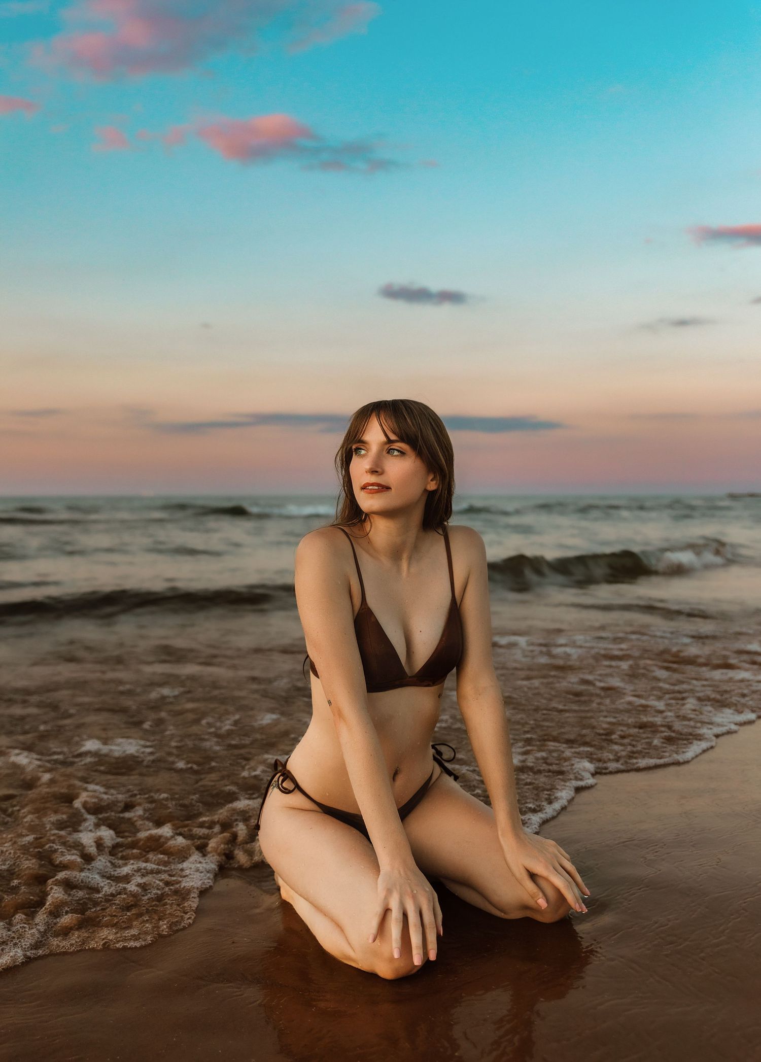 Beach portrait session at Montrose Beach in Chicago