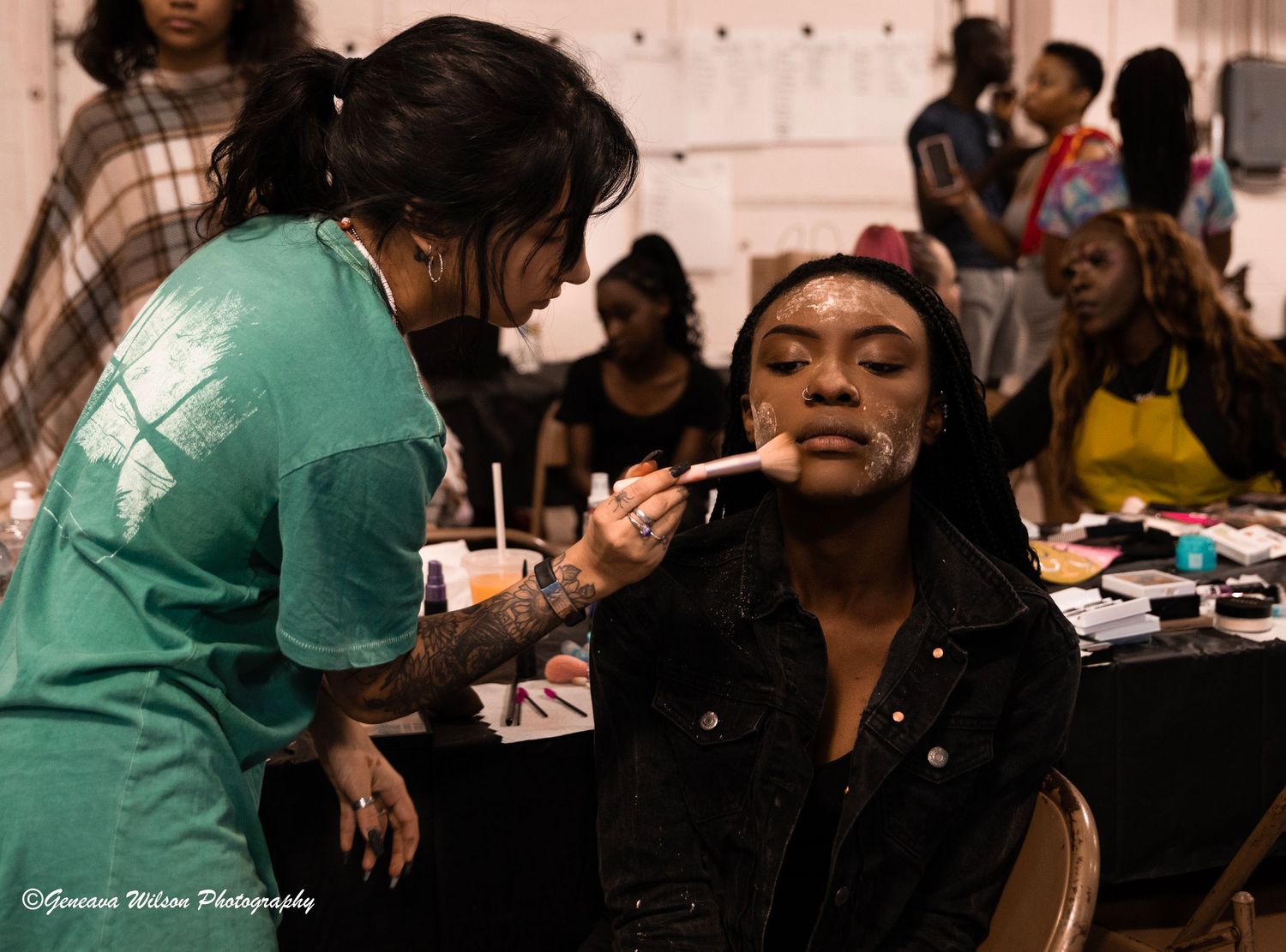 Makeup artist working before fashion show in Peoria, IL