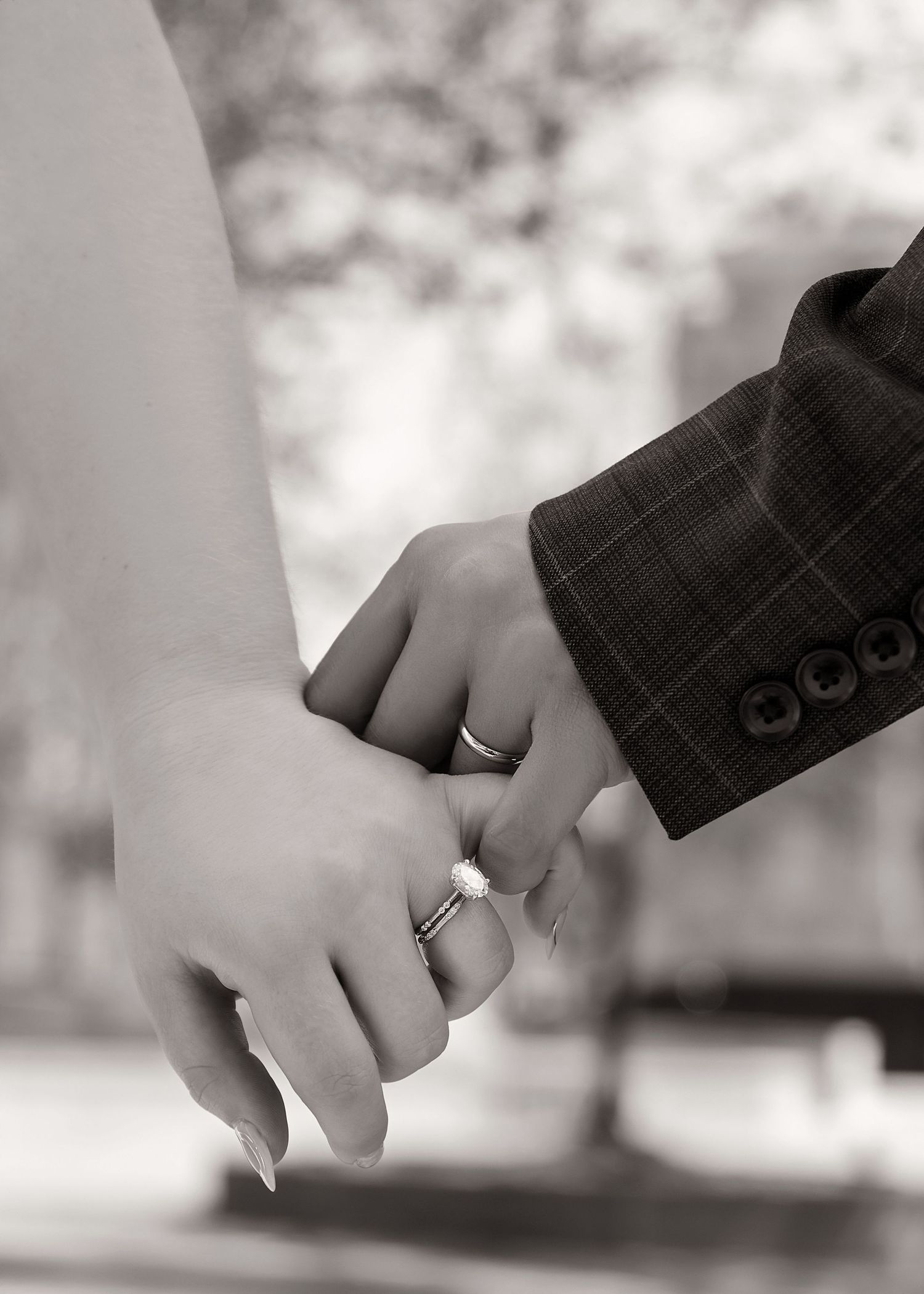 detail ring shot with a pinky promise for courthouse wedding in Peoria, IL
