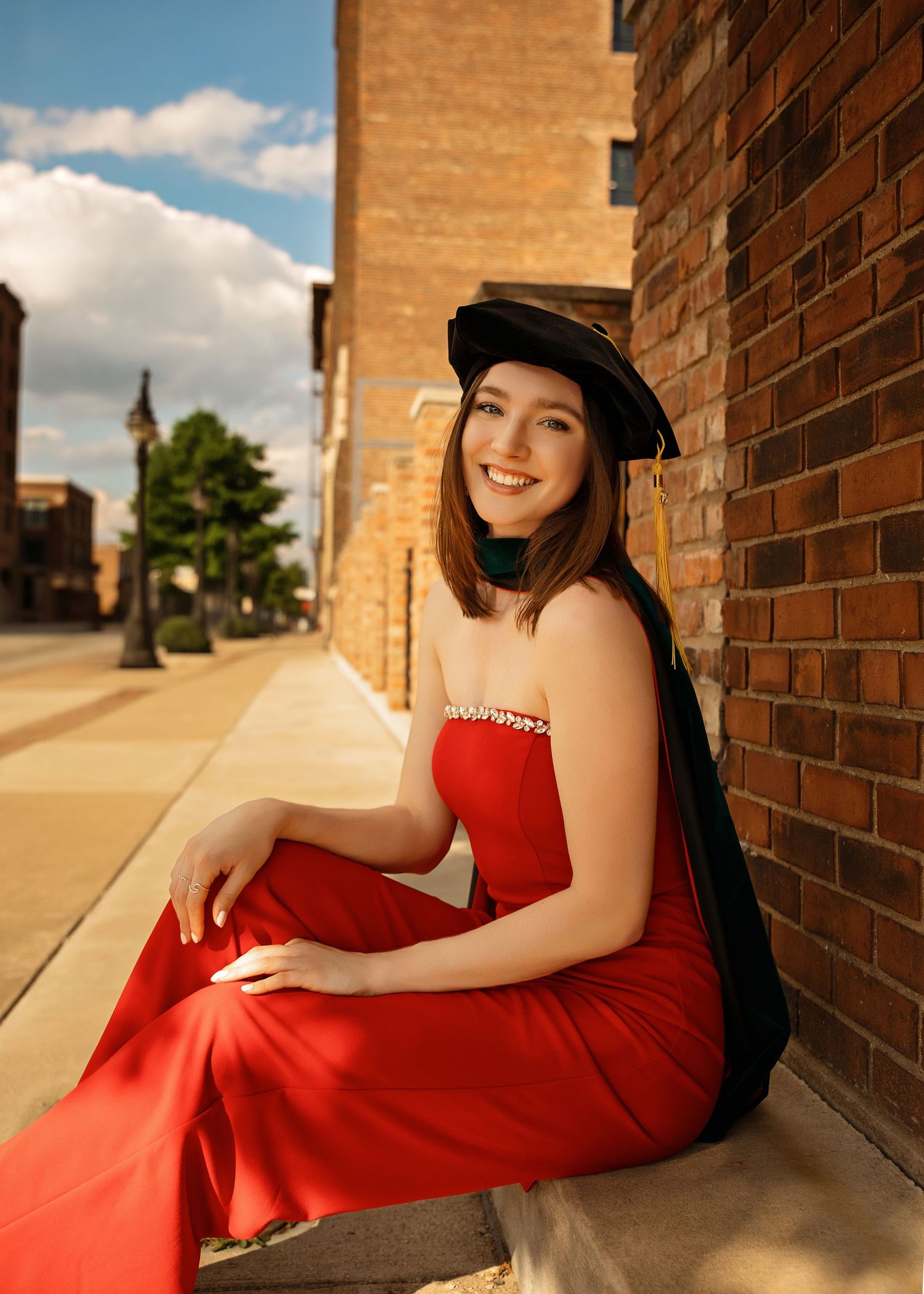 Graduation portrait session in Peoria Illinois Warehouse District