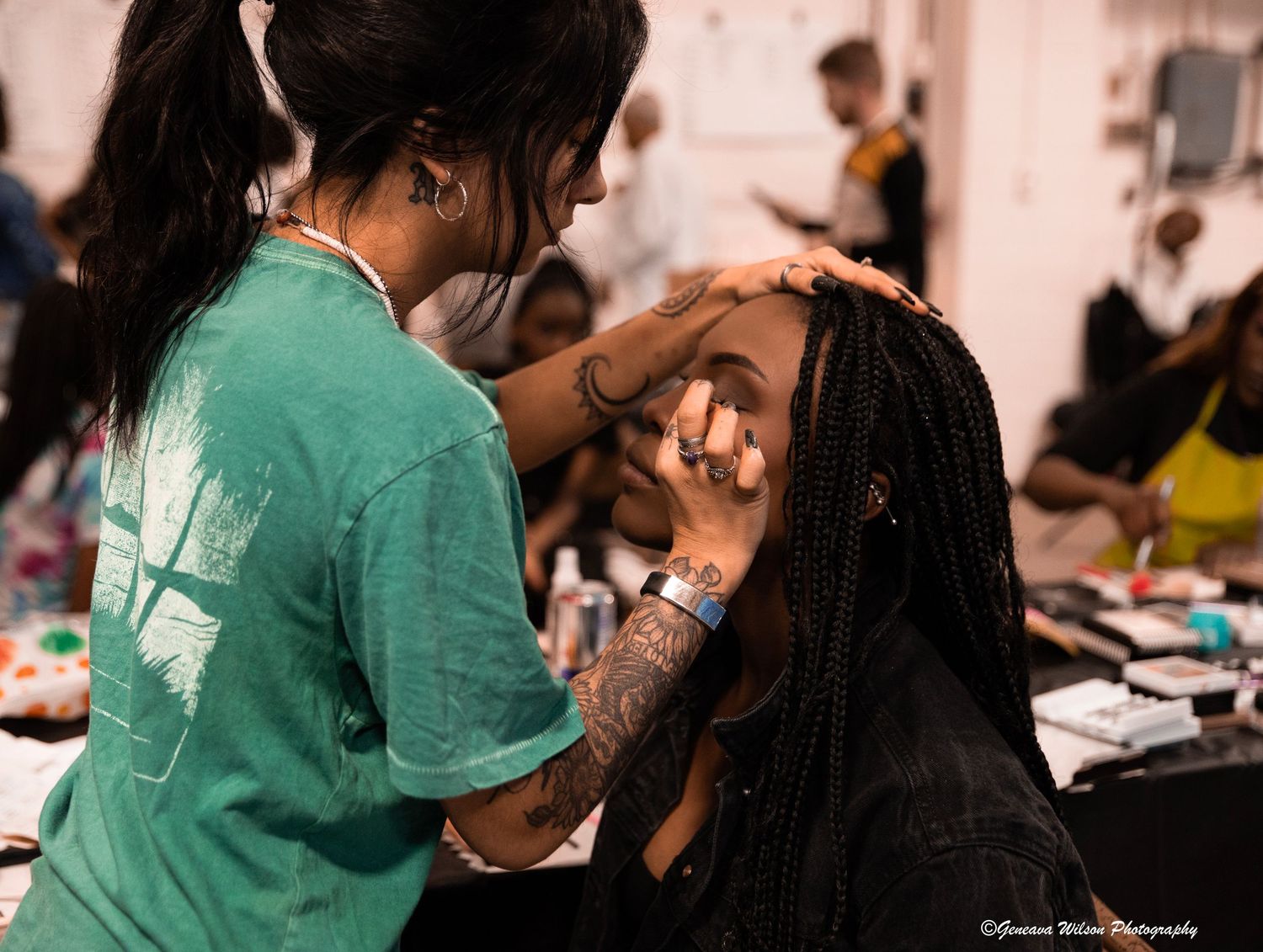 Makeup artist working before fashion show in Peoria, IL