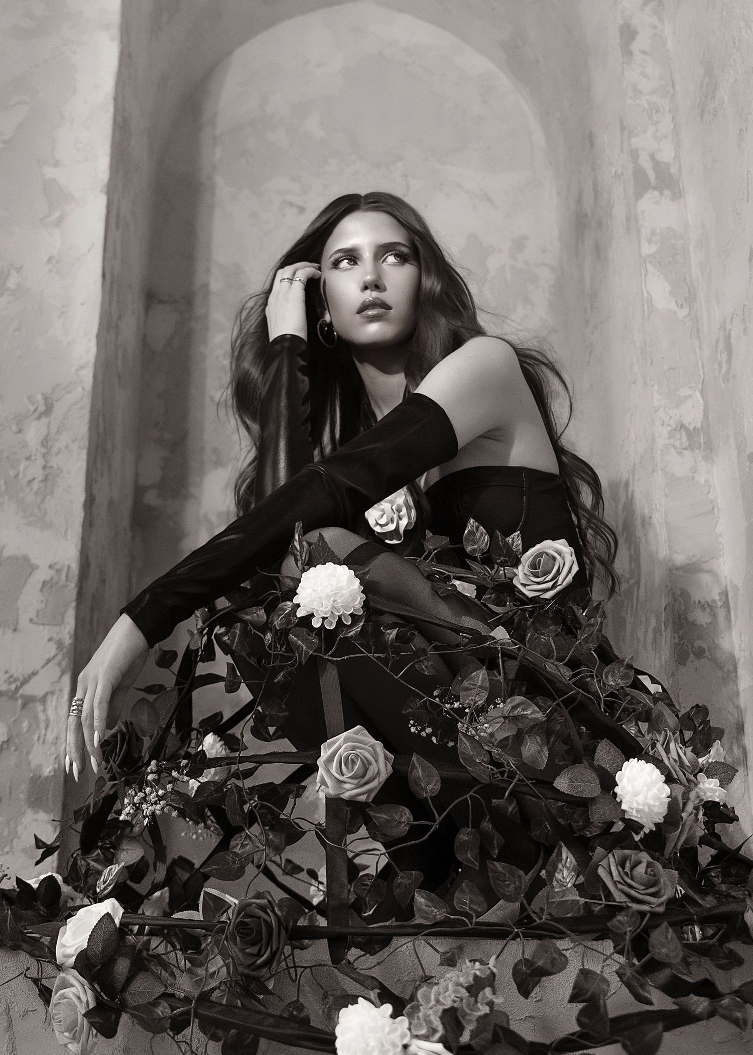 Flowered creative concept portrait session in Chicago, IL