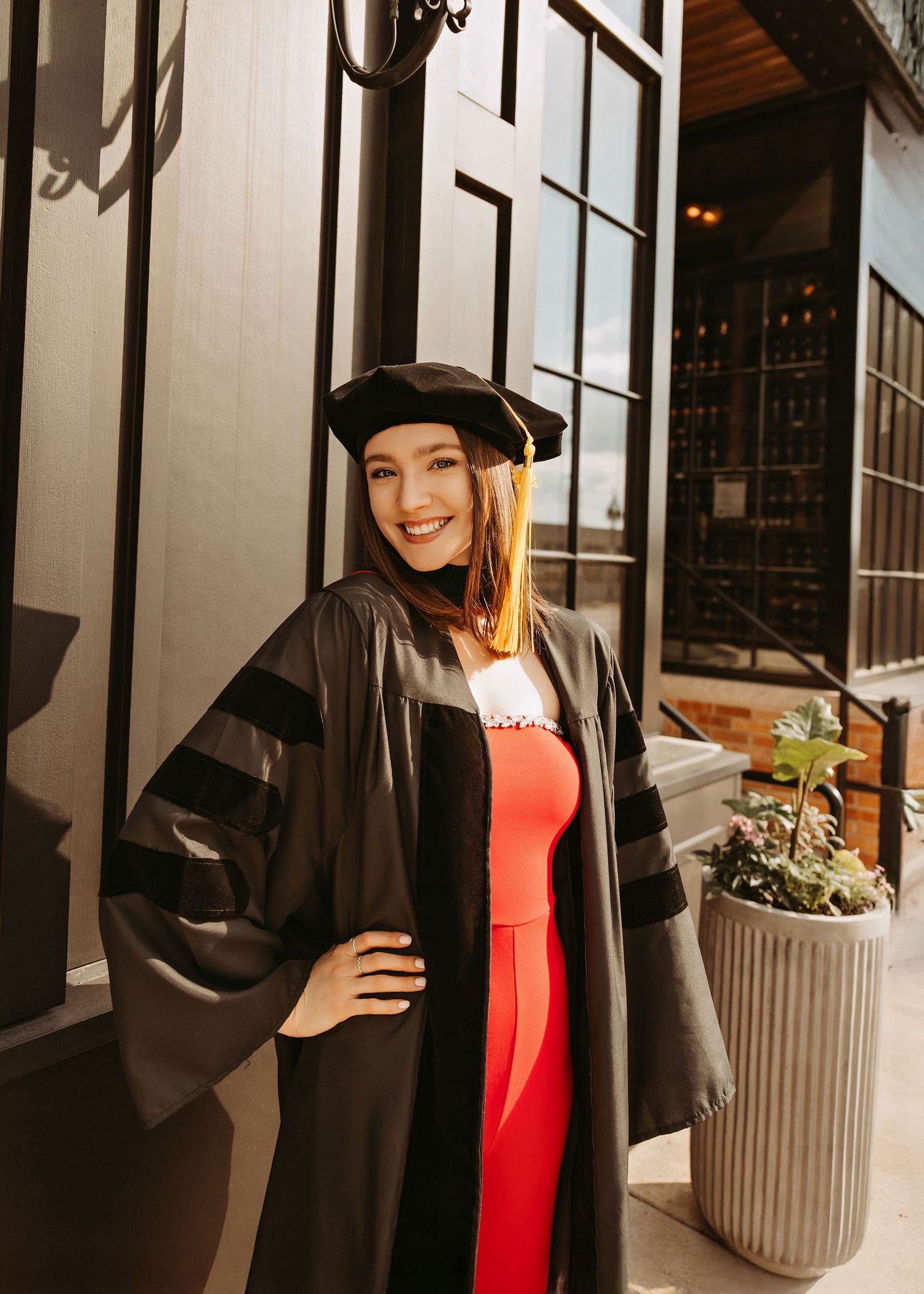 Graduation portrait session in Peoria Illinois Warehouse District