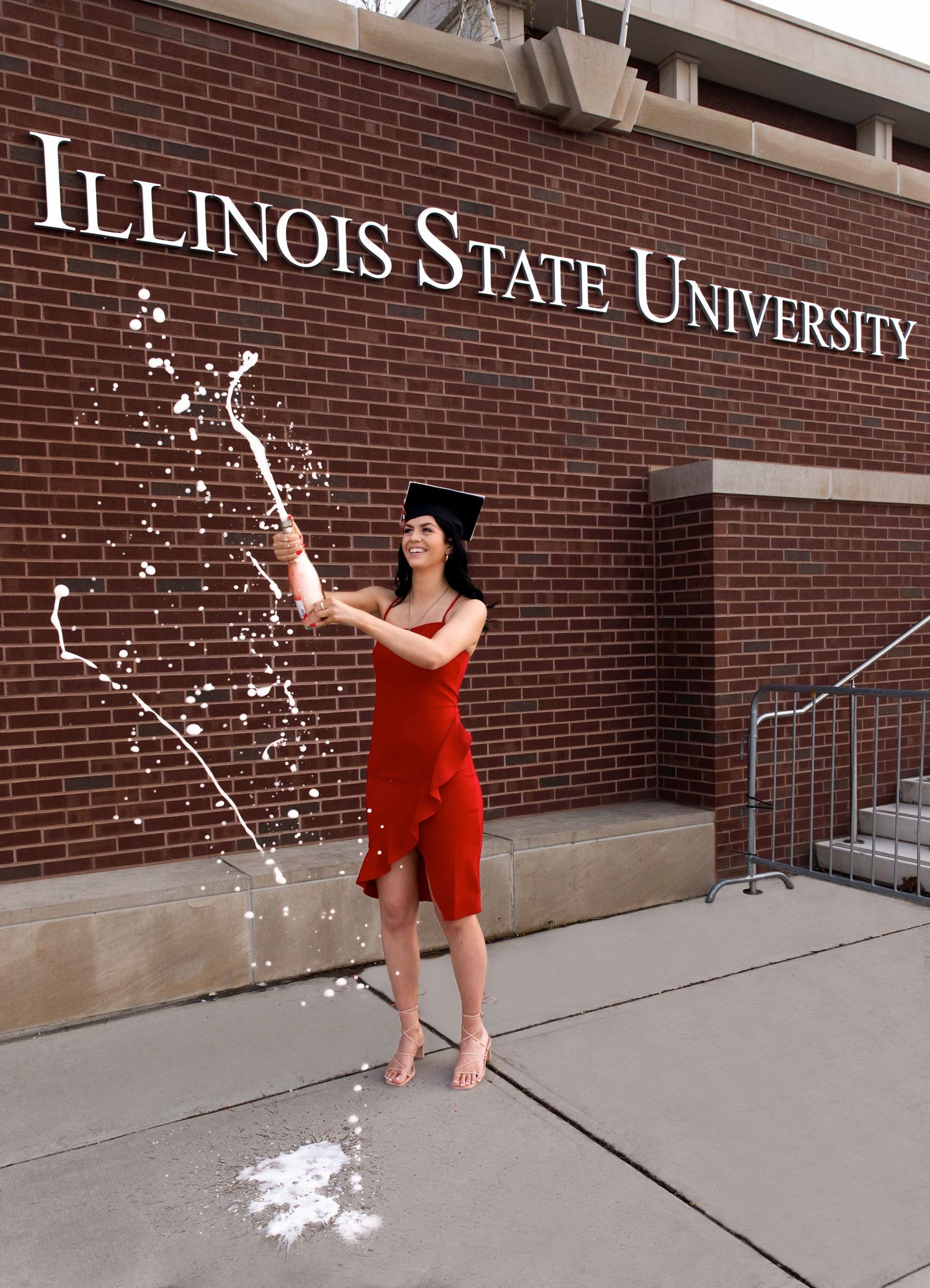 Bottle pop graduation session at Illinois State University