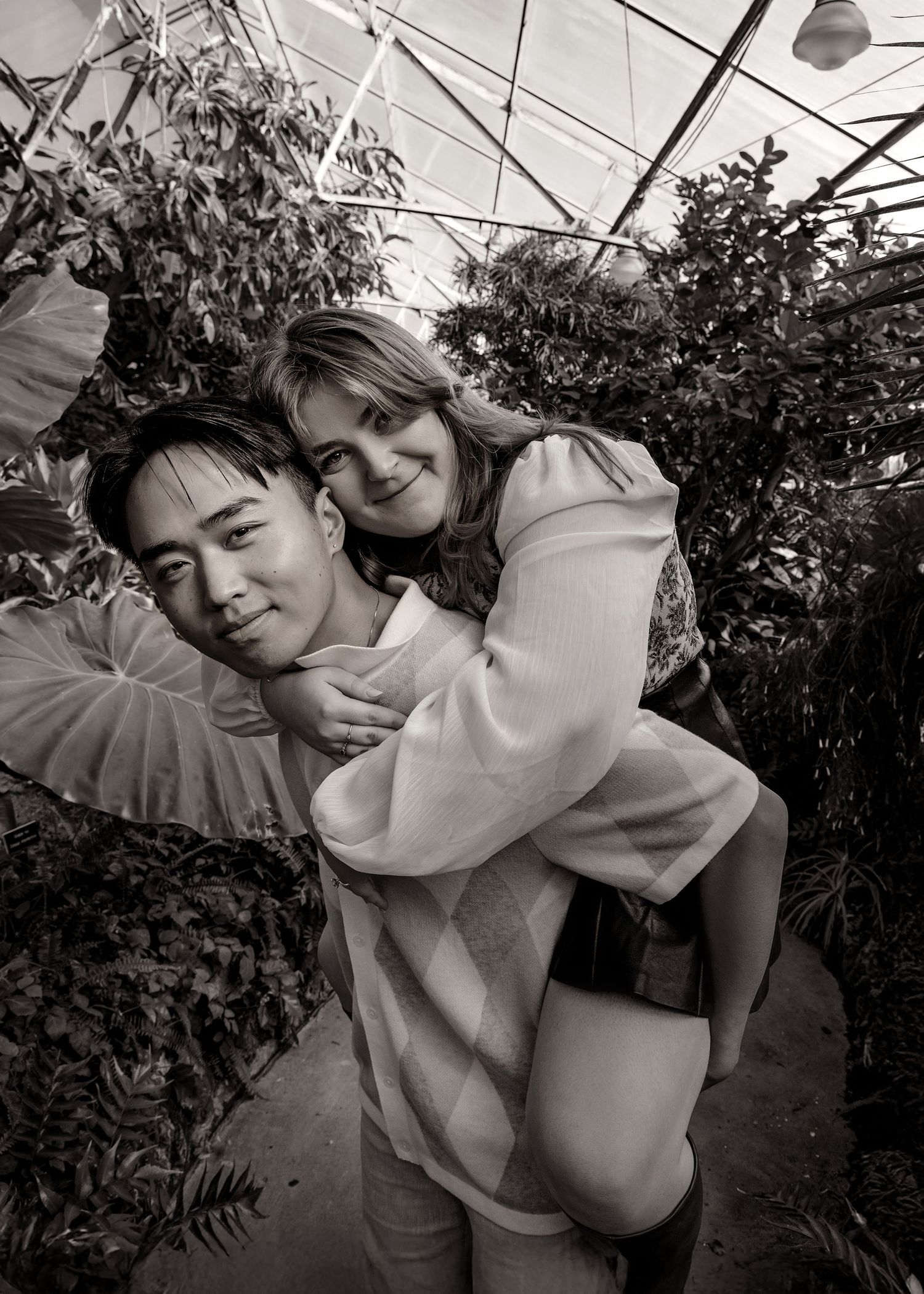 Engagement photo at Luthy Botanical Gardens in Peoria, IL