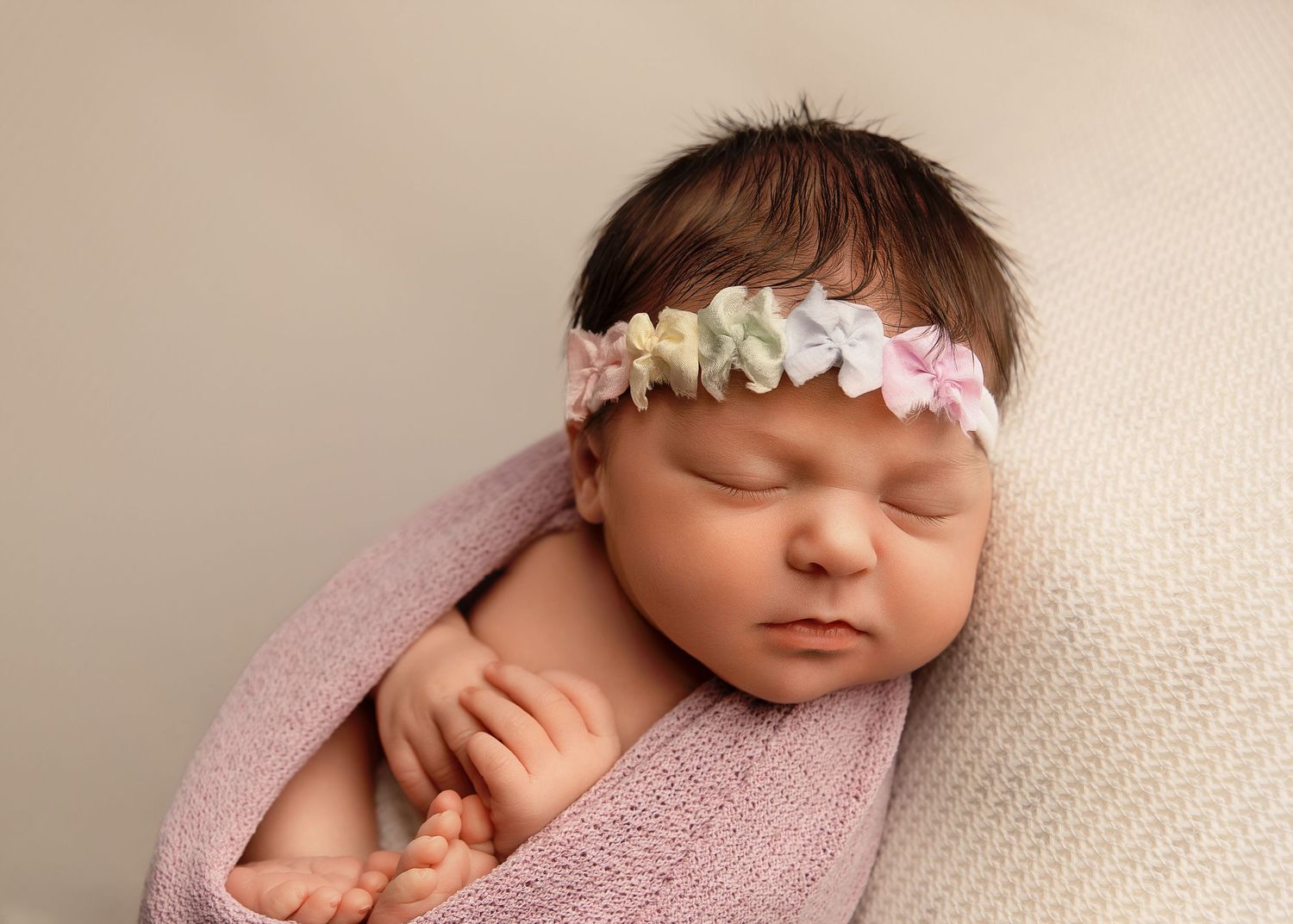 Posed newborn session in studio in Peoria, IL