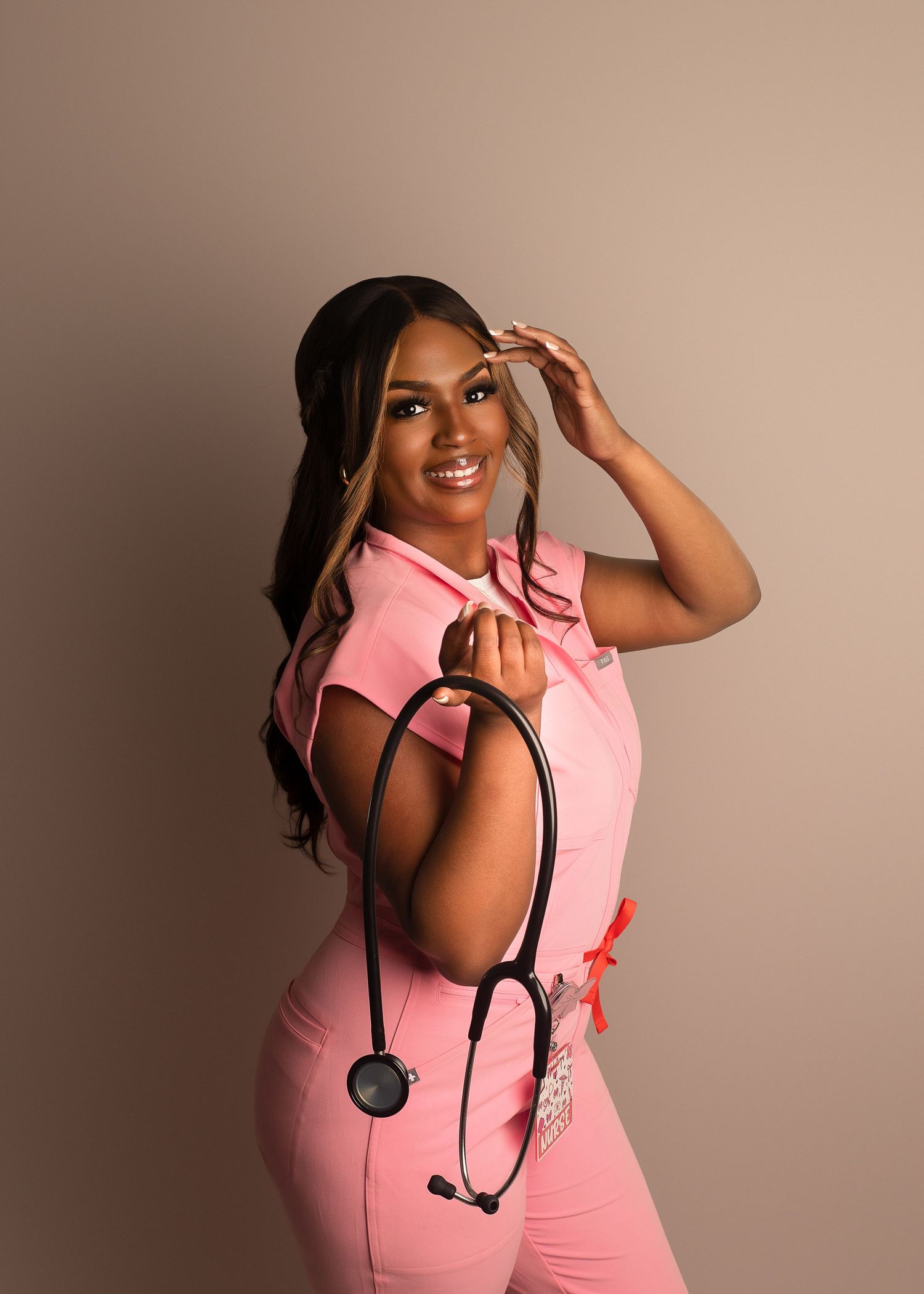 Nursing graduation session in-studio in Peoria, IL