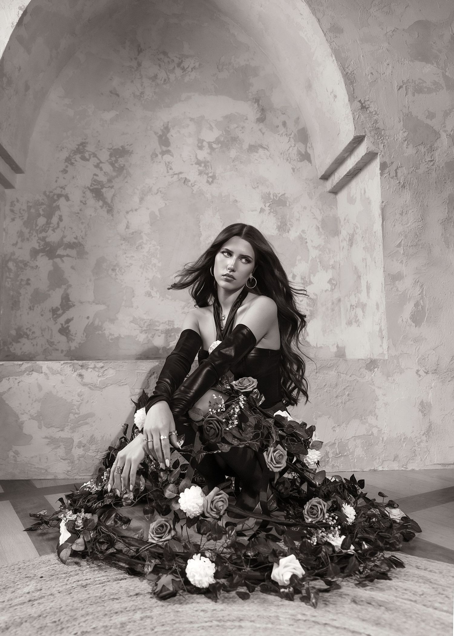 Flowered creative concept portrait session in Chicago, IL