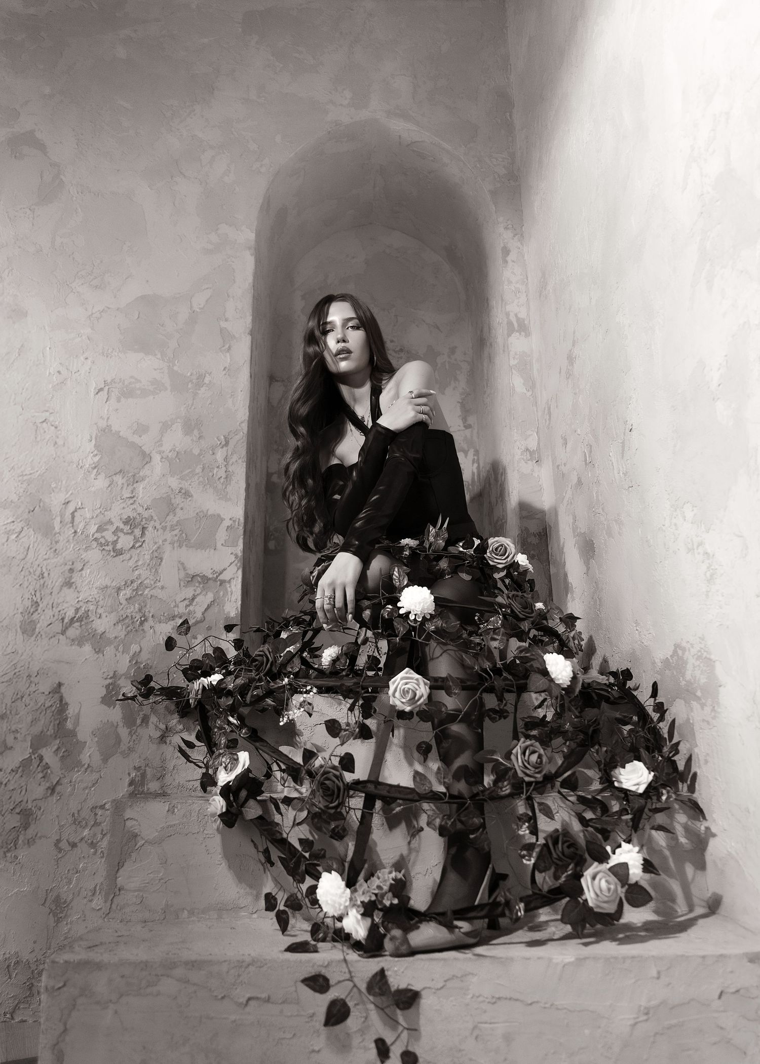 Flowered creative concept portrait session in Chicago, IL