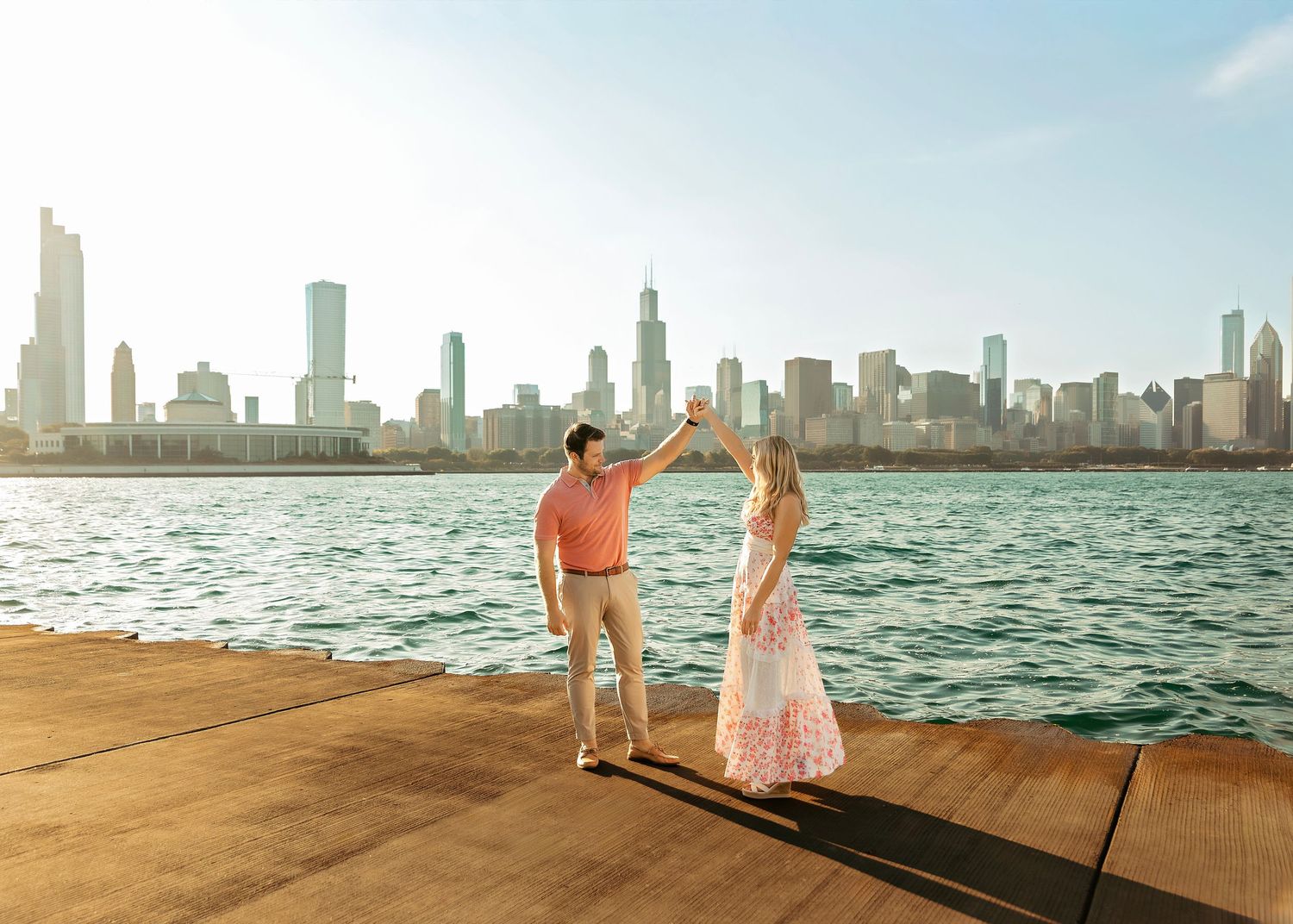 Couples Engagement Portraits at Northerly Island in Chicago IL