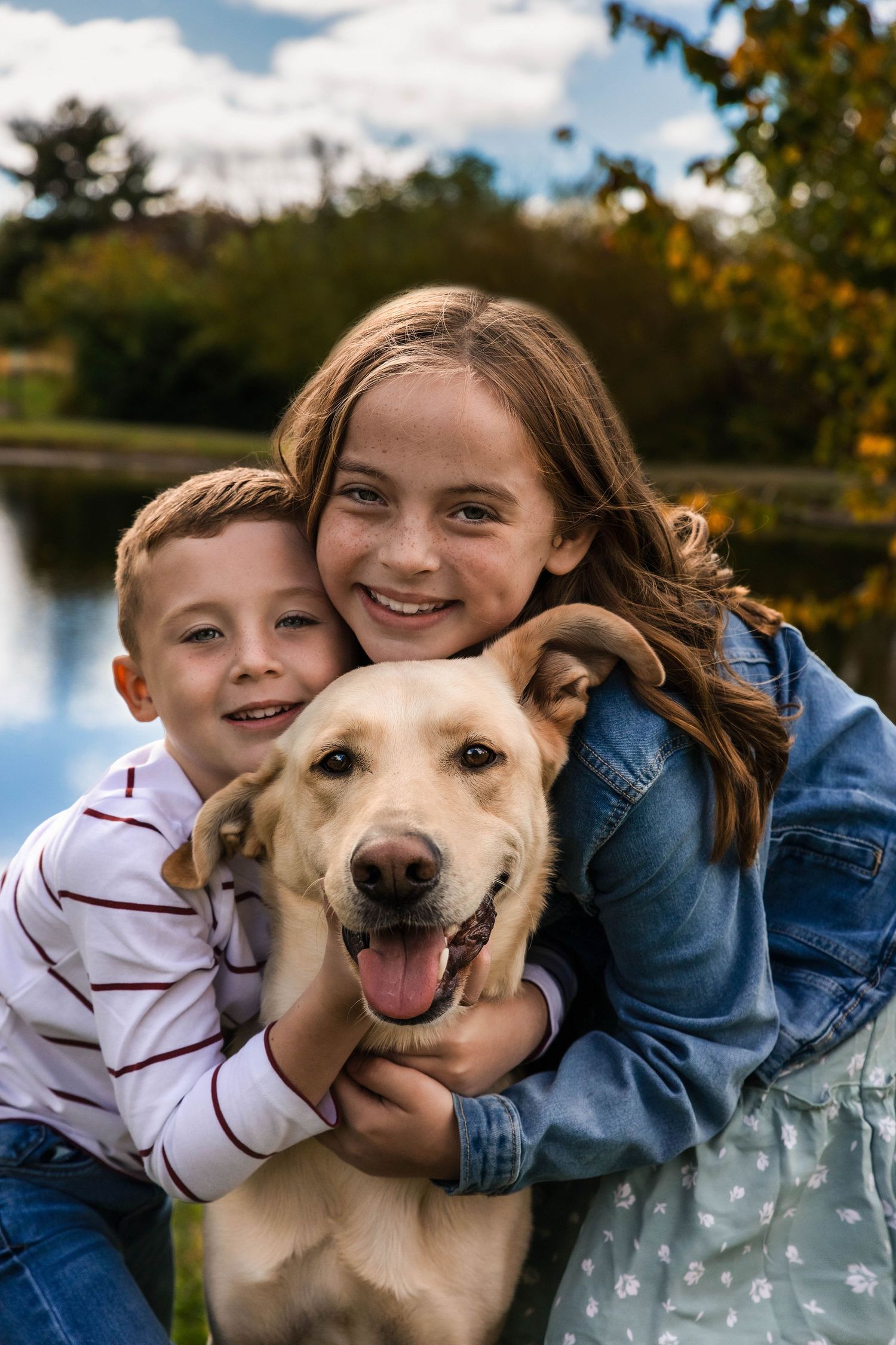 Family with pet portrait mini at Donovan Park in Peoria, IL