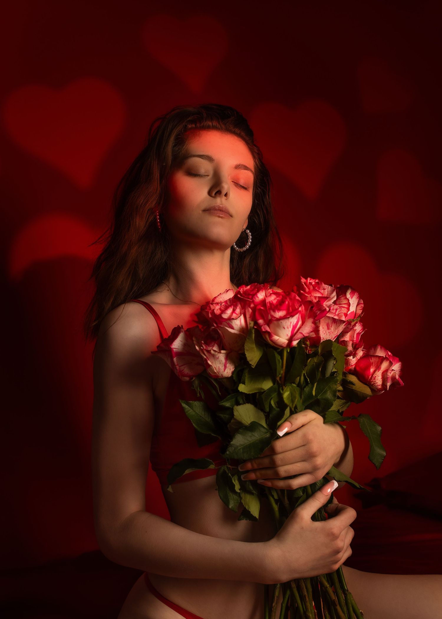 Valentines boudoir portrait photo with Optical Spot in Peoria, IL