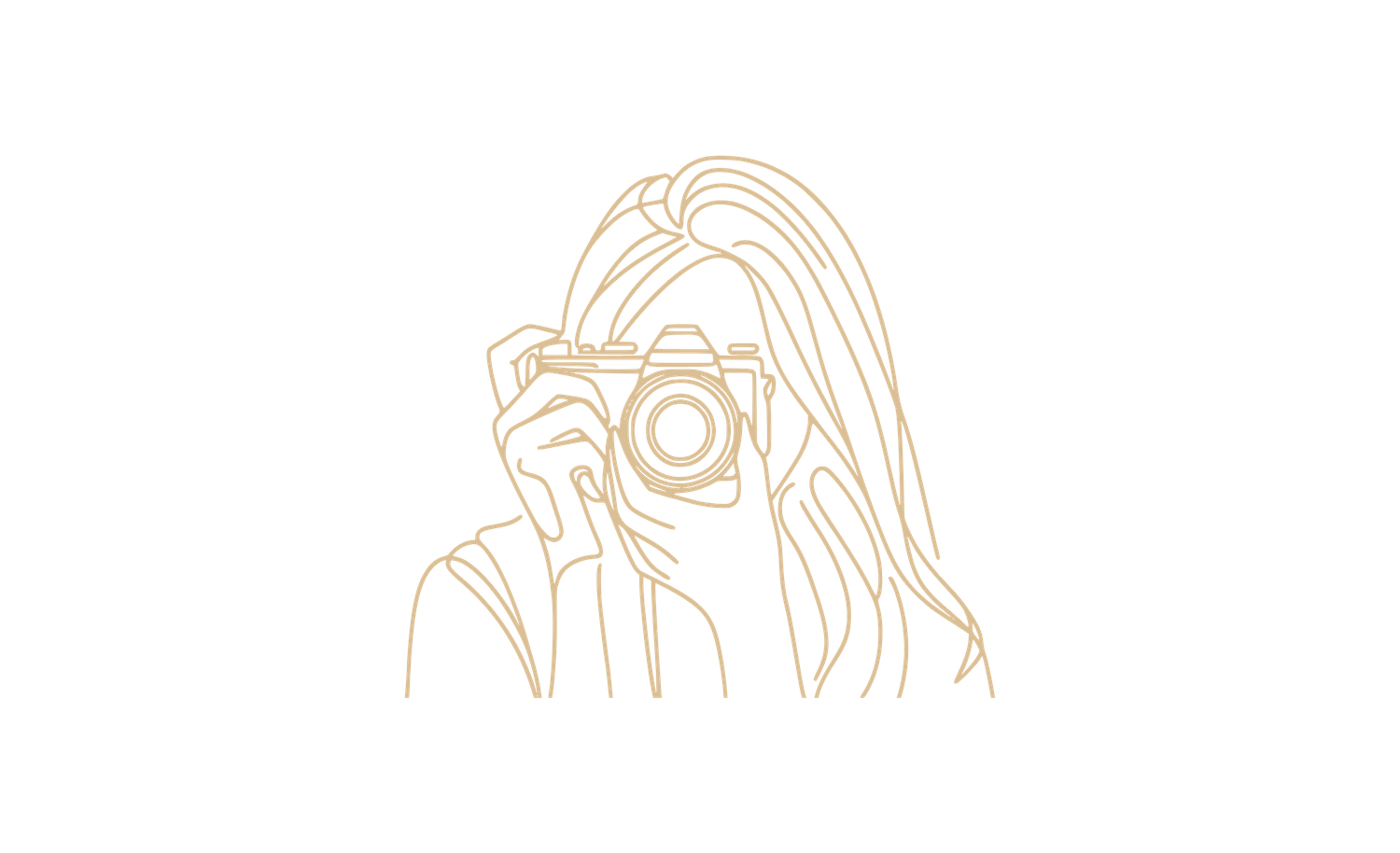 Sketch drawing of a woman with a camera