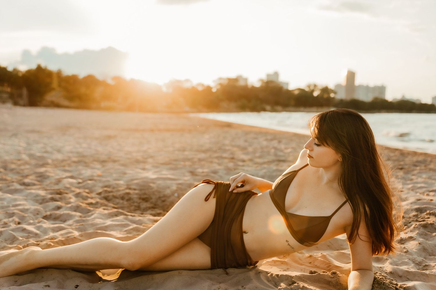 Beach portrait session at Montrose Beach in Chicago