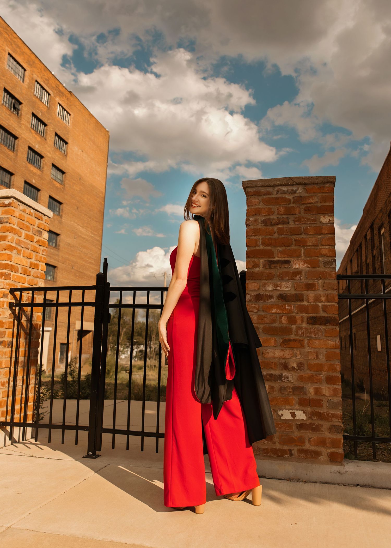 Graduation portrait session in Peoria Illinois Warehouse District
