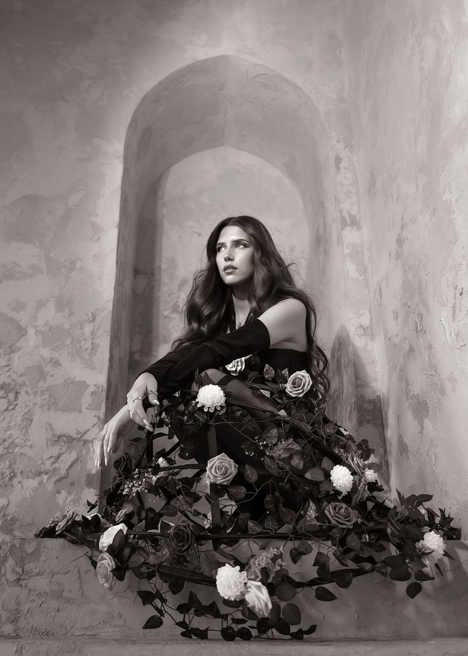 Flowered creative concept portrait session in Chicago, IL