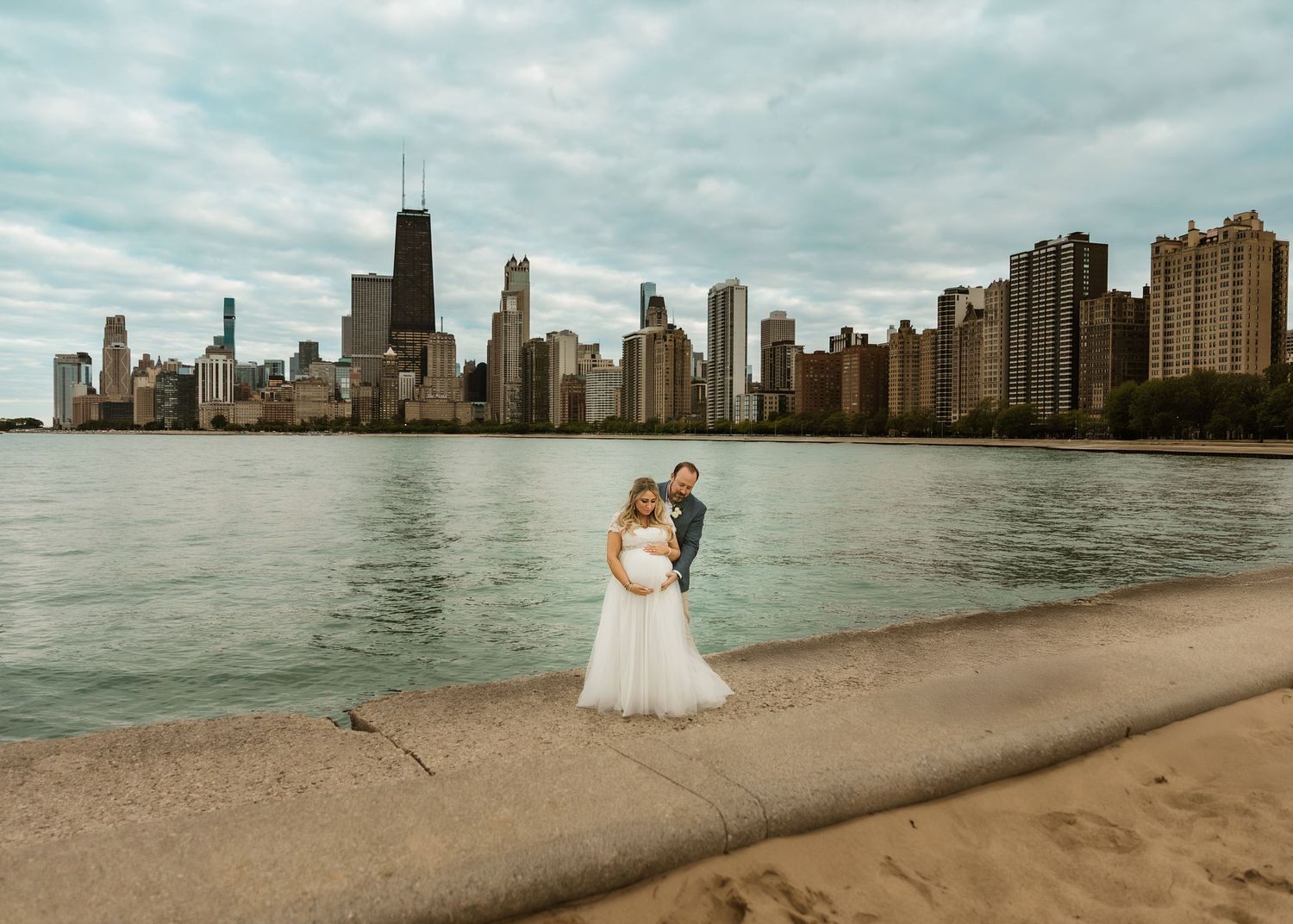 Beach maternity session at North Avenue Beach in Chicago