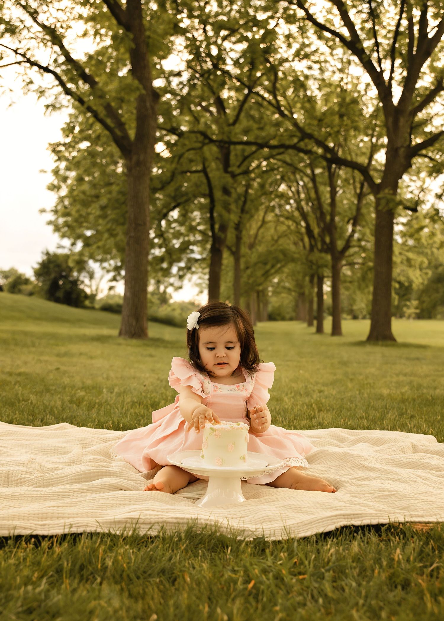 Chicago IL cake smash photos with playful and messy moments