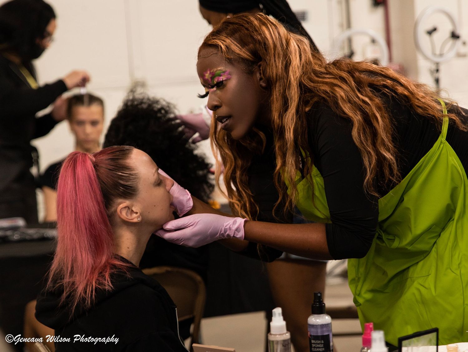 Makeup artist working before fashion show in Peoria, IL