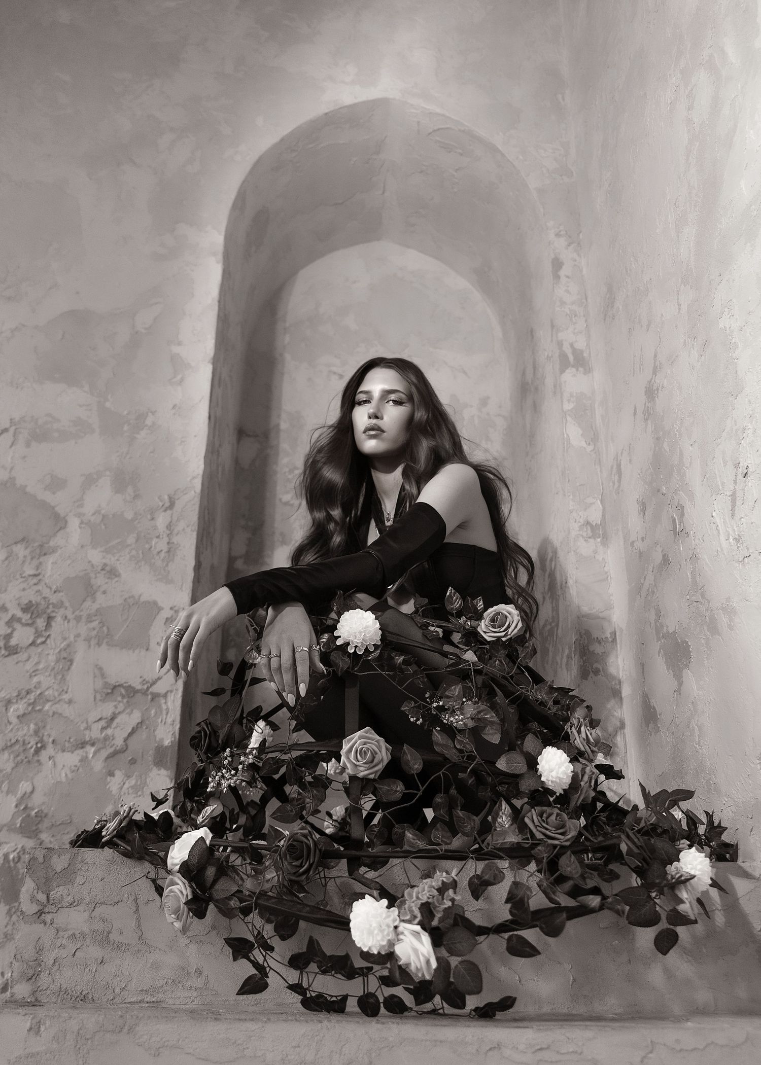 Flowered creative concept portrait session in Chicago, IL