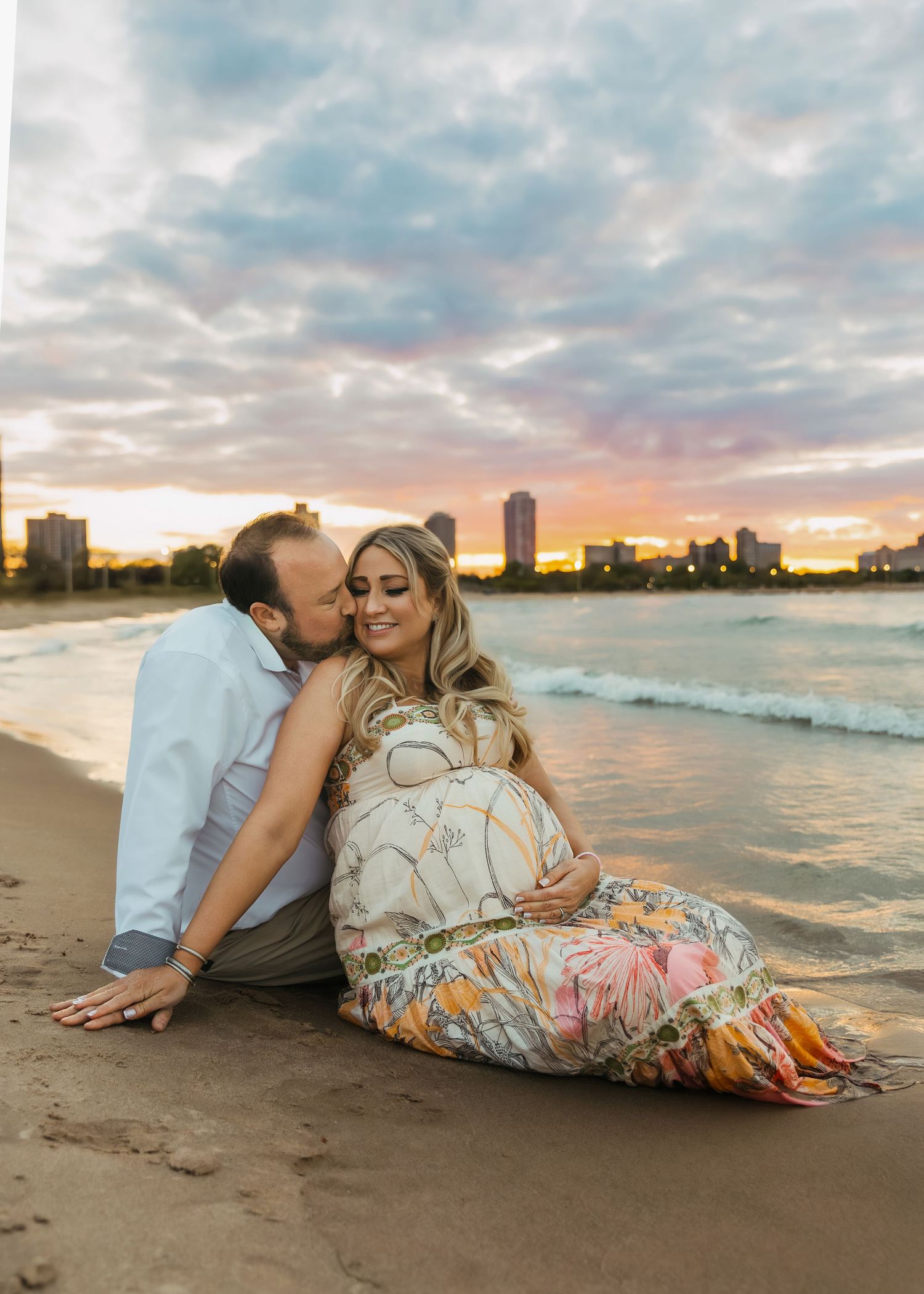 Beach maternity session at North Avenue Beach in Chicago