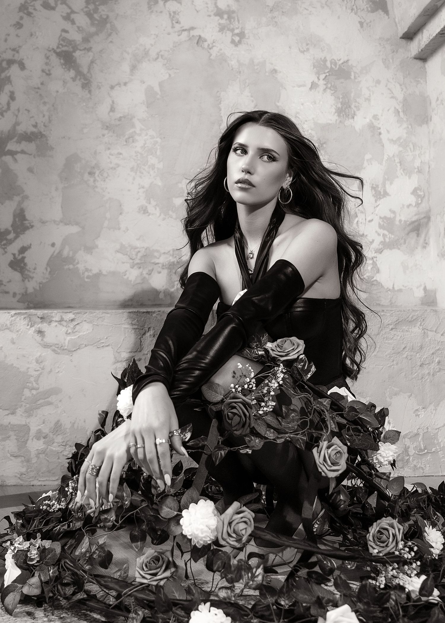 Flowered creative concept portrait session in Chicago, IL