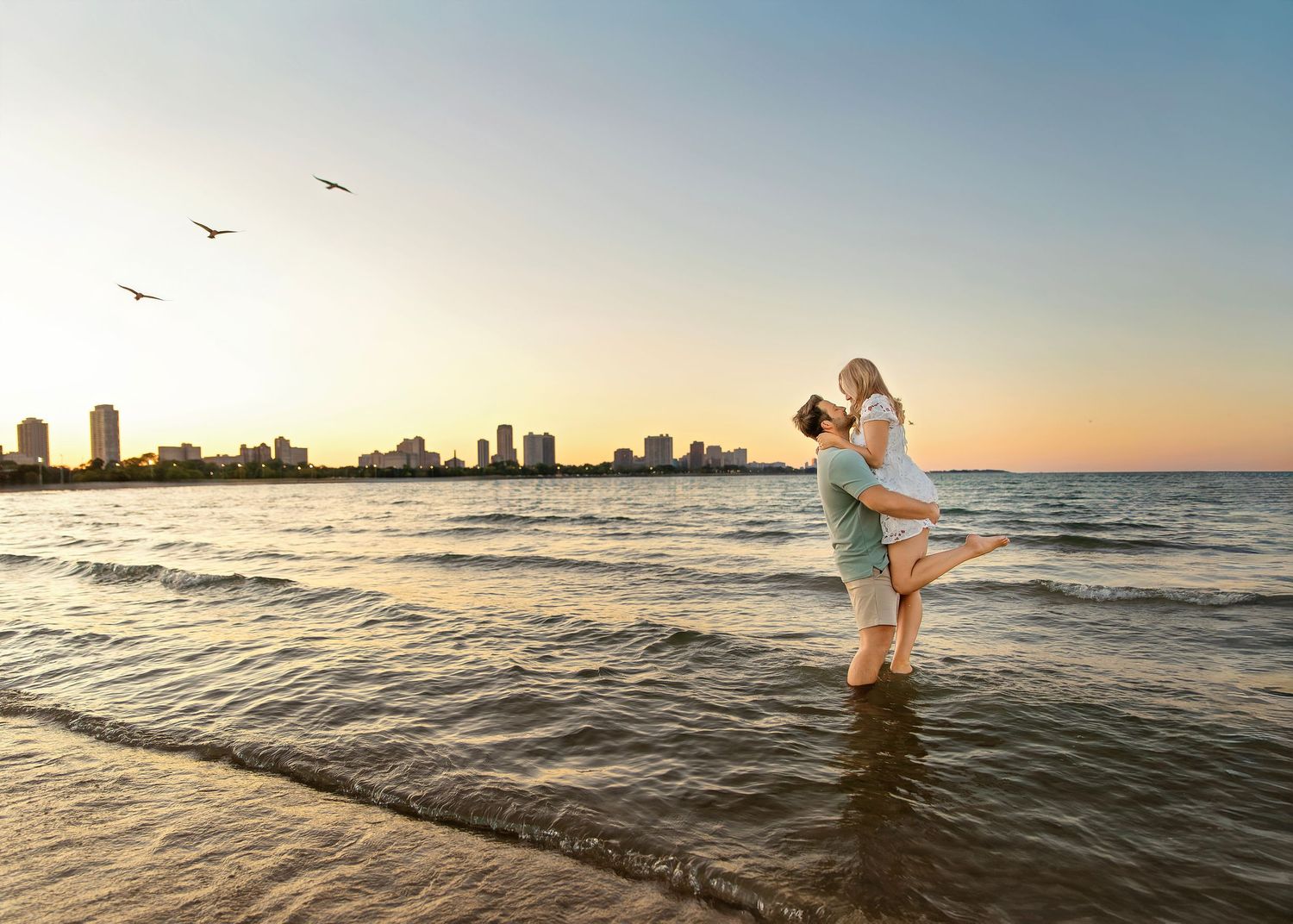 Couples Engagement Session at North Avenue Beach in Chicago Illinois