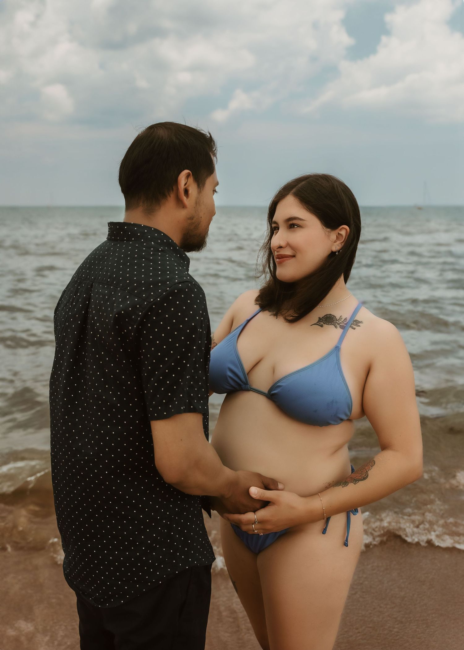 Beach maternity session at Montrose Beach in Chicago