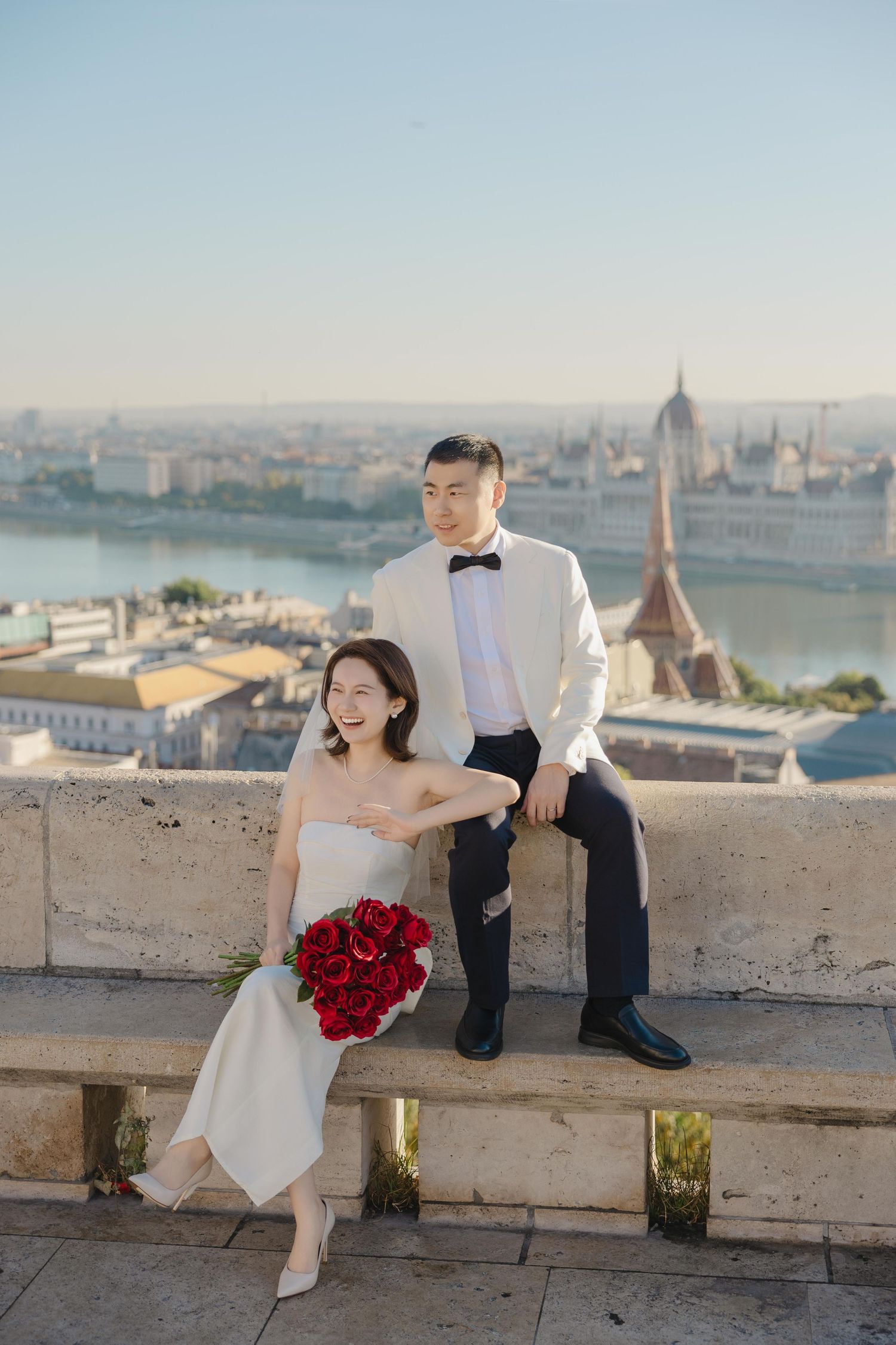 pre-wedding /couple photoshoot photos in Fisherman's Bastion in Budapest