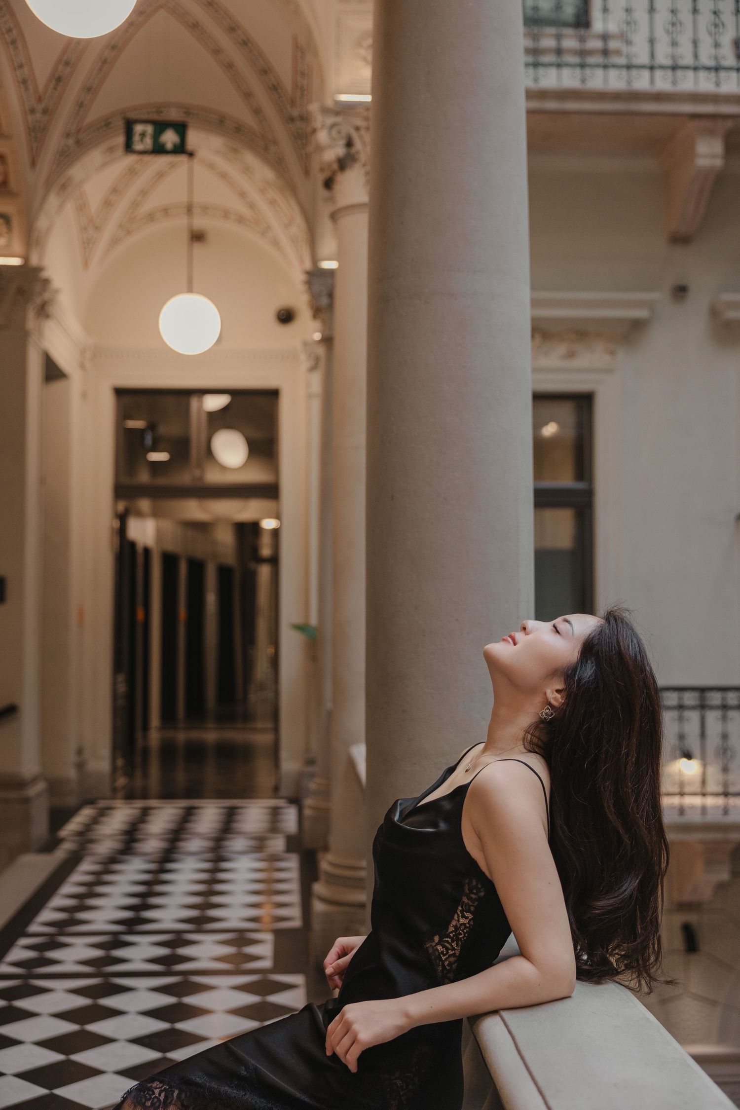 portrait of a girl in hotel oktogon in budapest