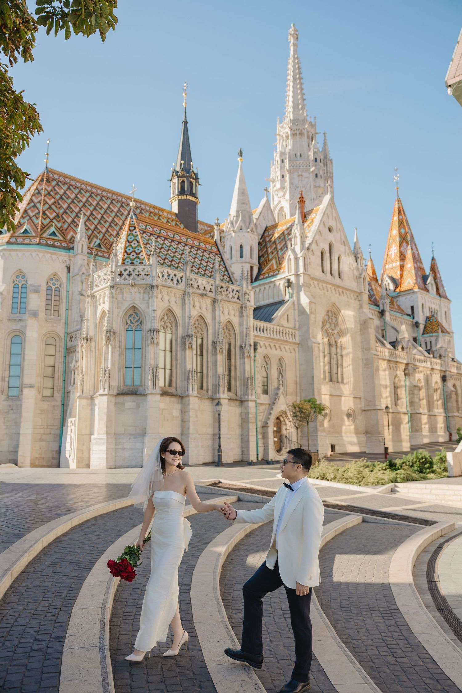 pre-wedding /couple photoshoot photos in Fisherman's Bastion in Budapest