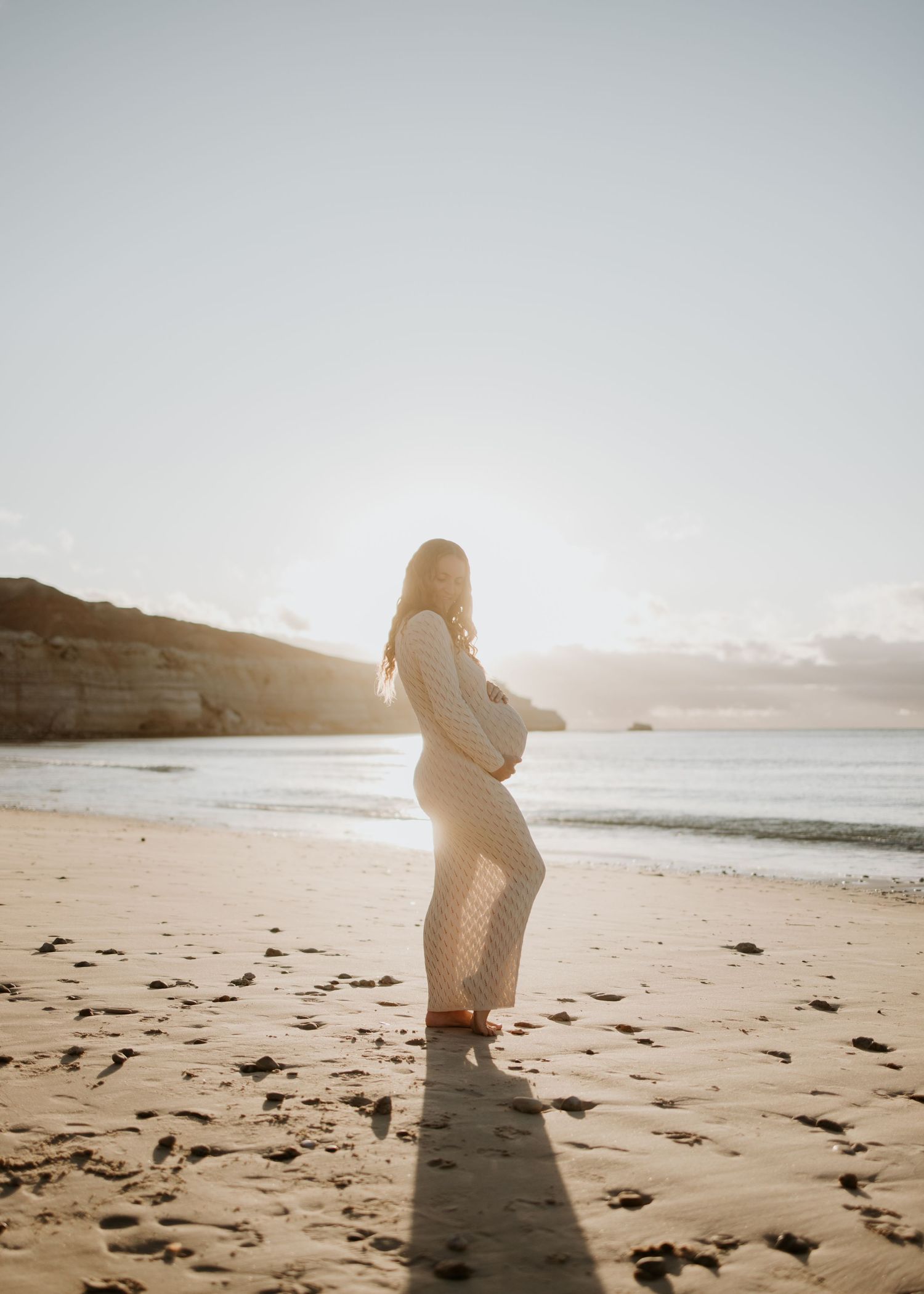 Maternity photography Adelaide - pregnancy portrait at sunset on Maslin Beach