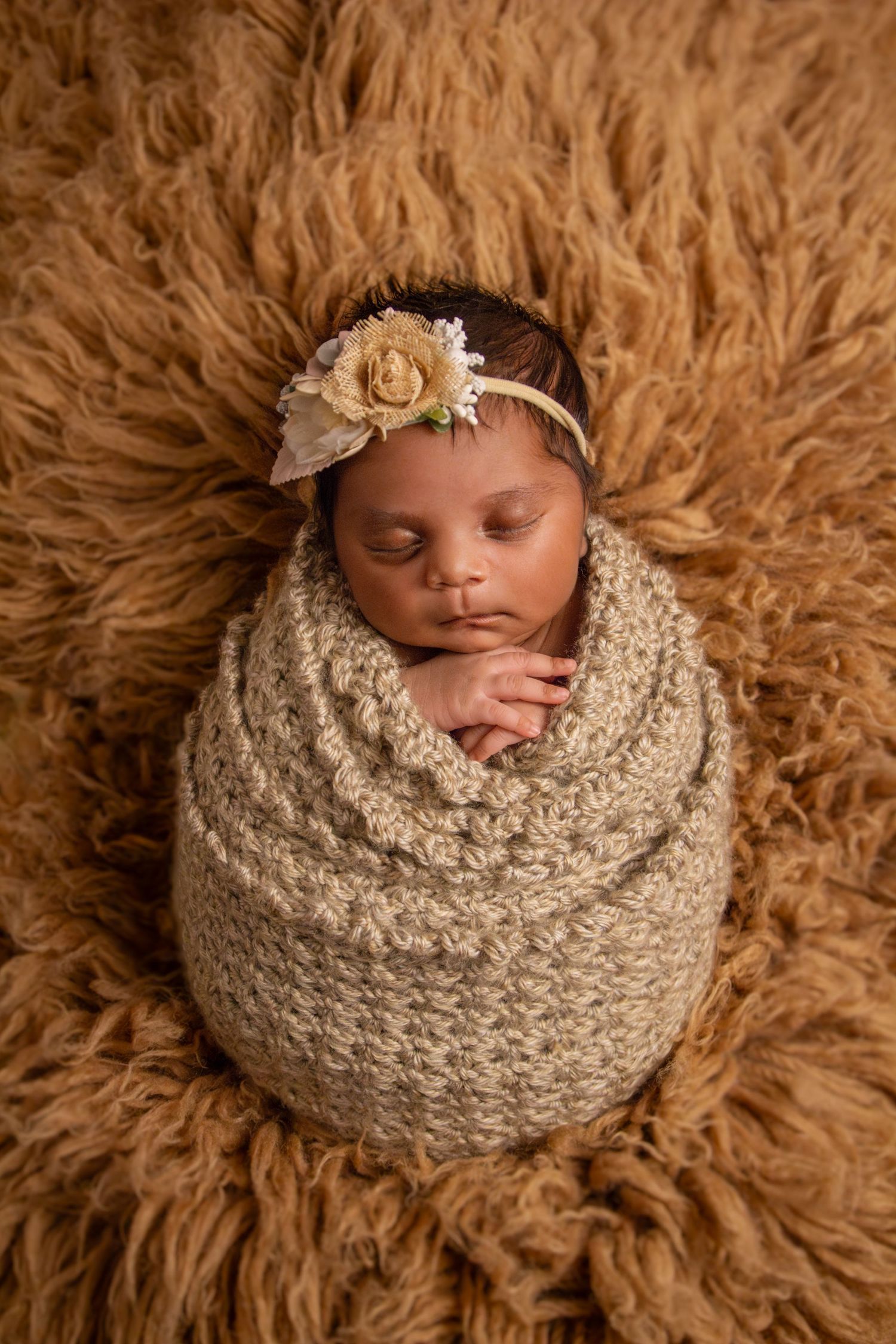 Sleeping wrapped newborn potato sack handmade props