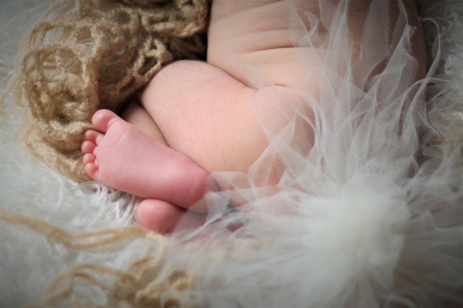Newborn feet closeup handmade props