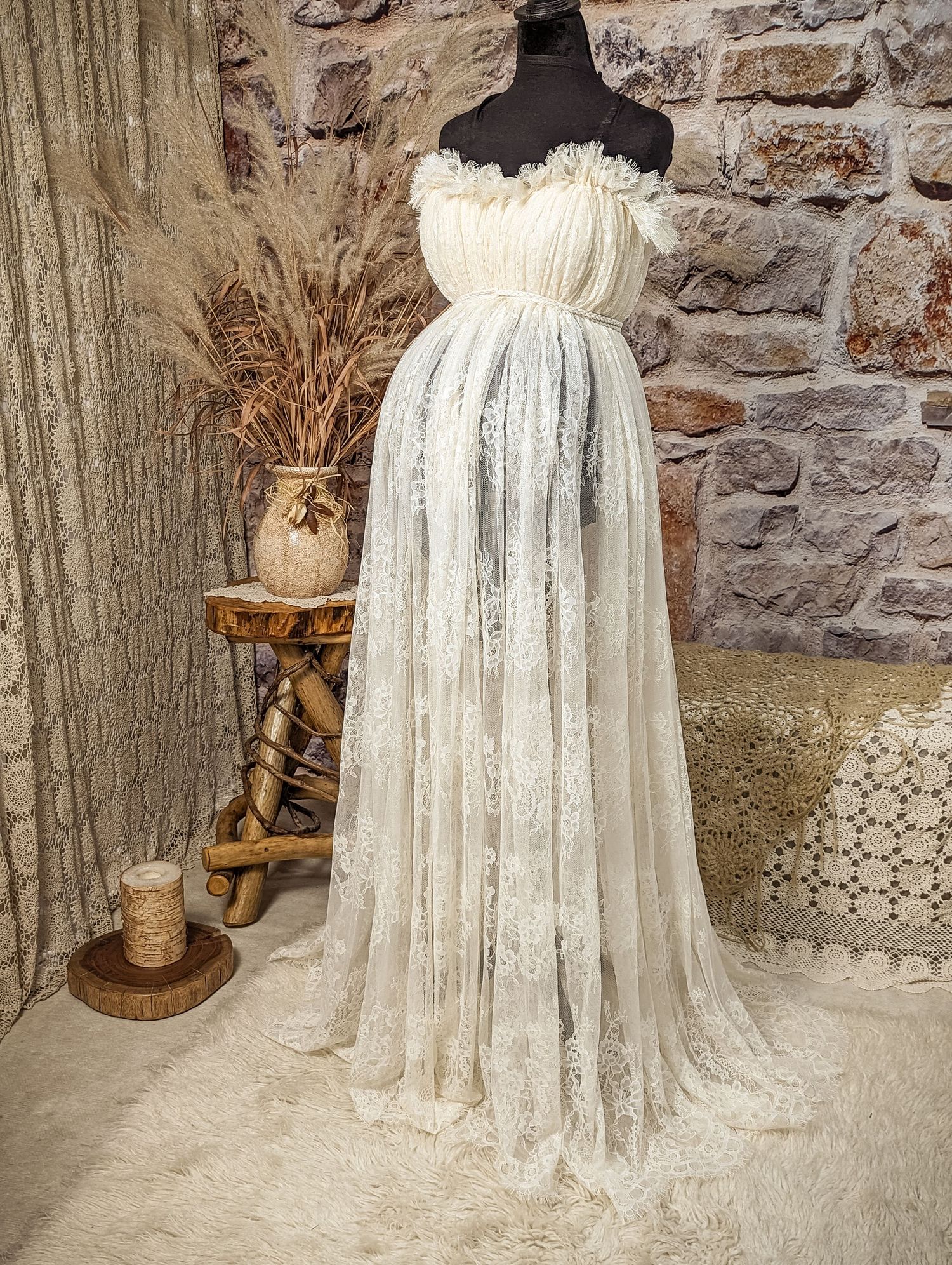 handmade lace maternity gown Studio Photographer Ontario Mississauga Photographer