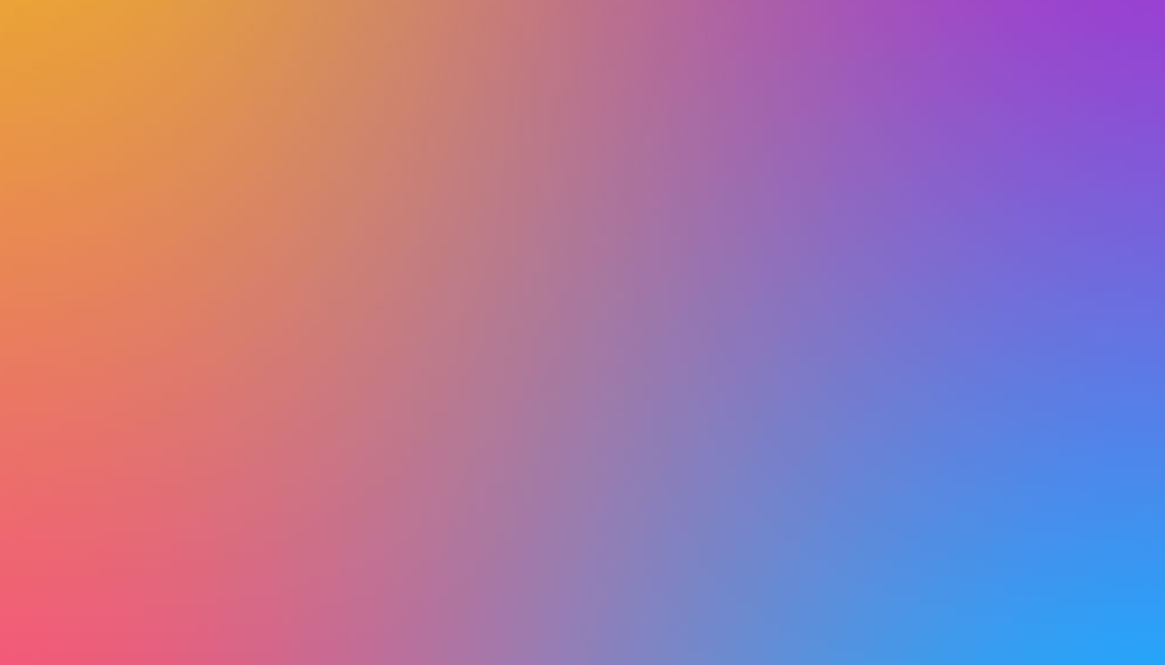 Vibrant gradient background blending warm orange and pink tones into cool purple and blue hues.