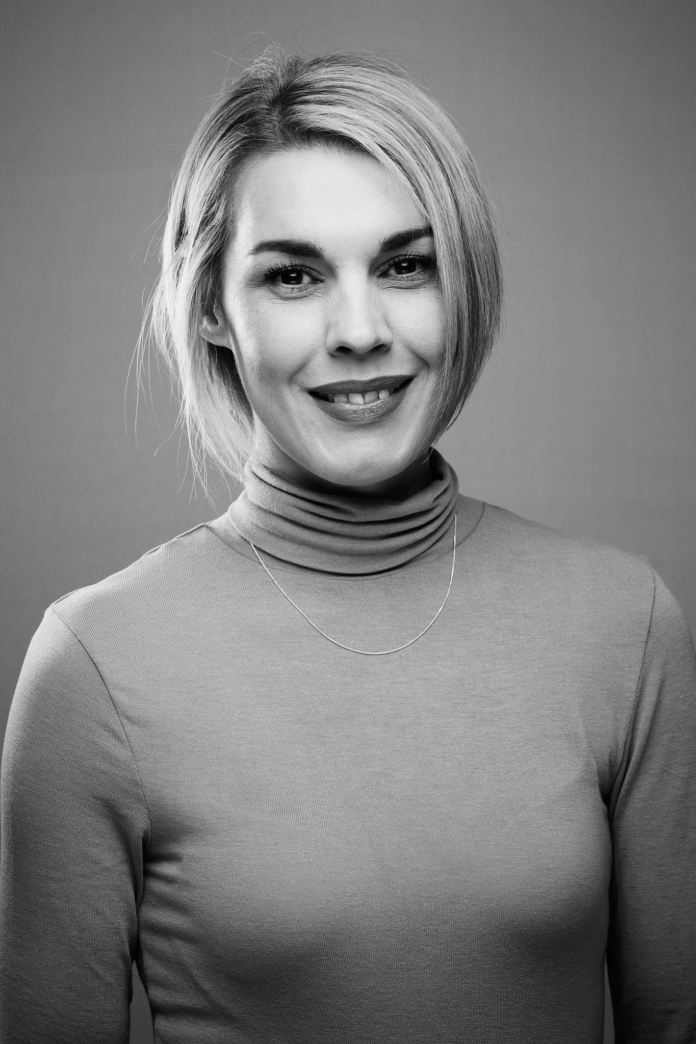 LinkedIn portrait. Woman. monochrome