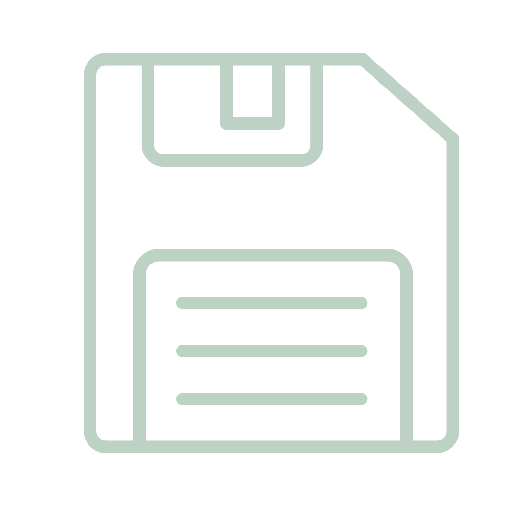 Simple line drawings of mobile devices and documents in mint green.
