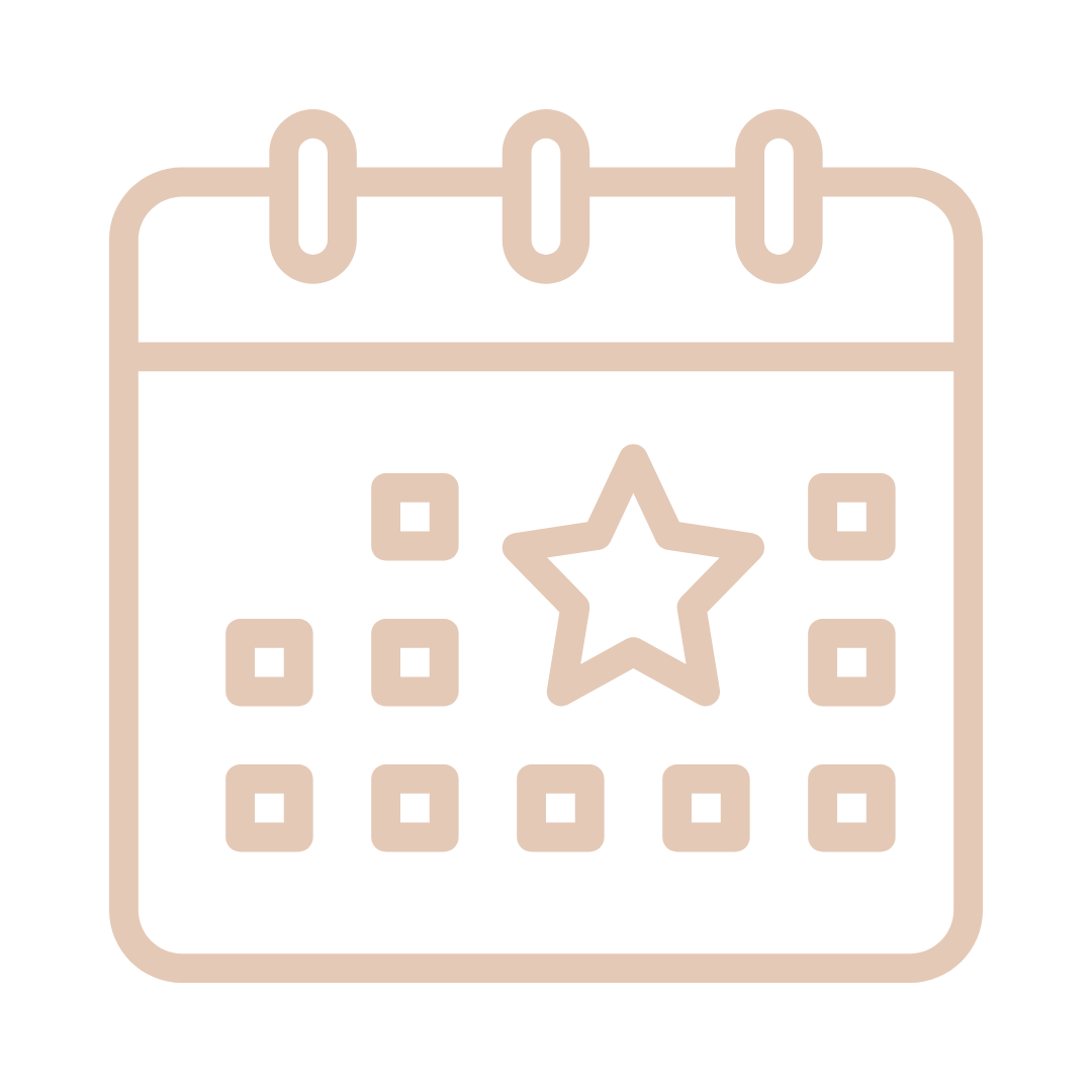 Minimalist line drawing icons showing different developmental baby milestones in beige.