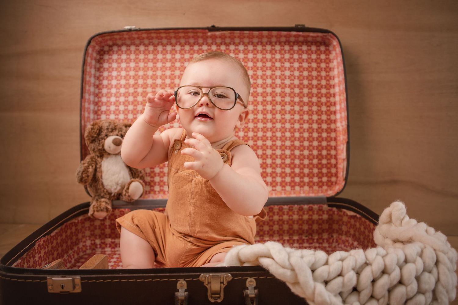 A series of vintage-toned photographs showing a person resting on a patterned couch in warm sepia lighting.