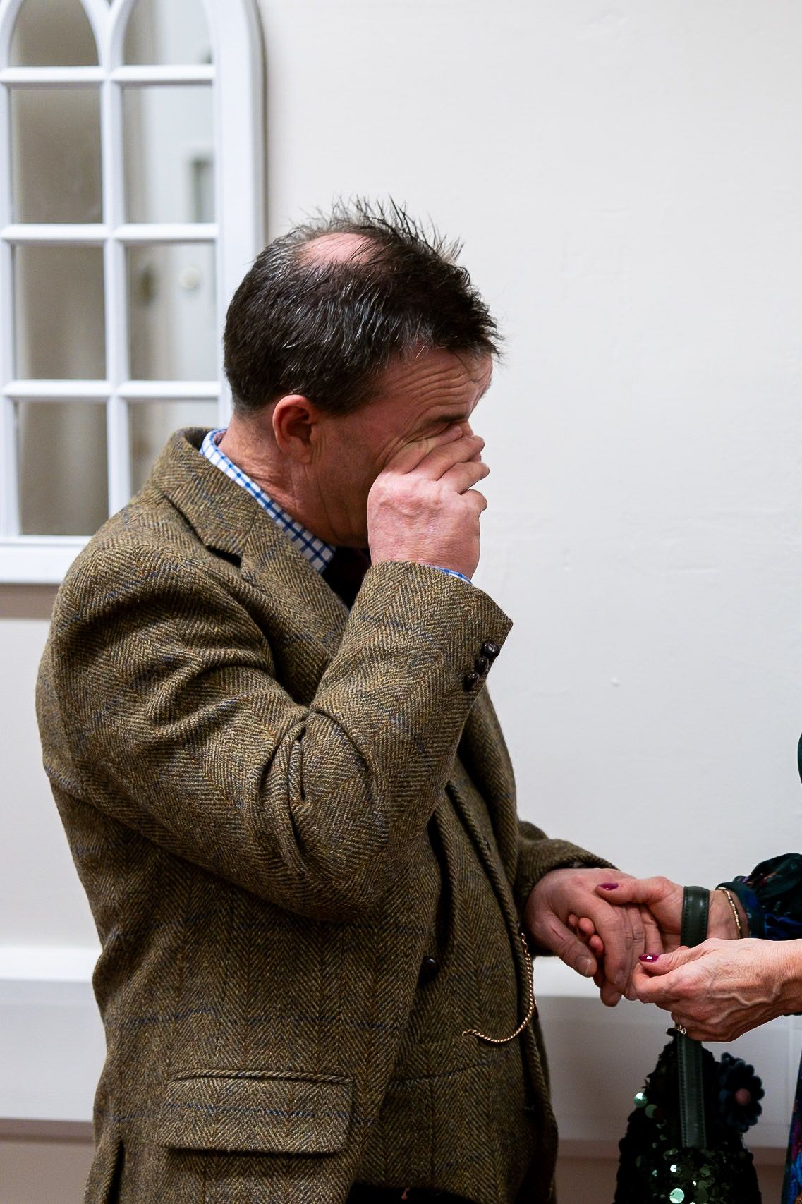a man crying during his wedding in Sheffield shot by chesterfield wedding photographer 21 photography
