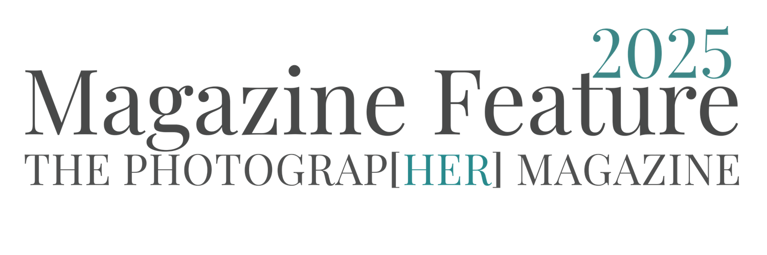 A minimalist magazine header design with '2025 Magazine Feature' text and 'THE PHOTOGRAPHER MAGAZINE' subtitle in gray.