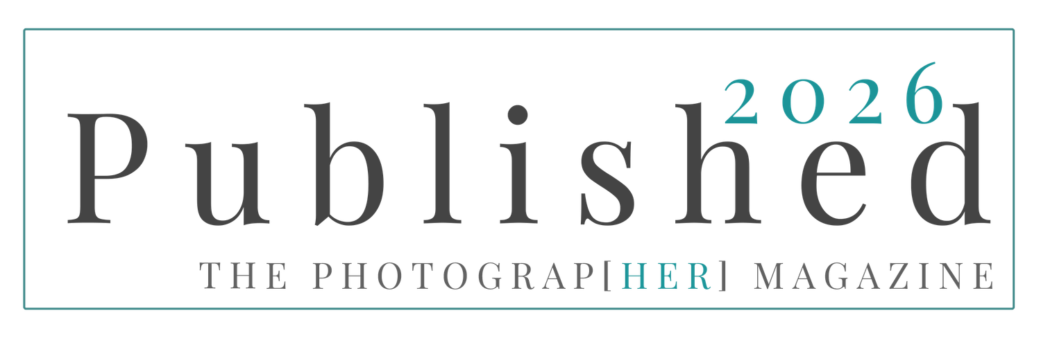Published 2026 badge for The Photograp[HER] Magazine, featuring teal and gray typography on a white background.