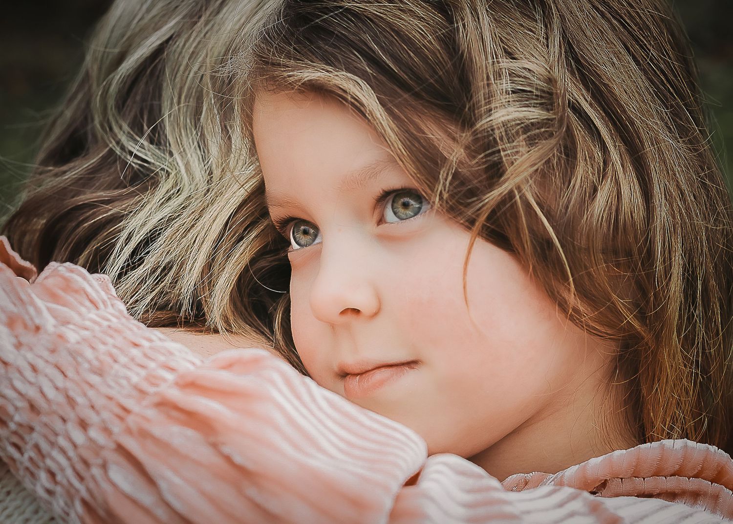 Series of close-up photos showing light streaming through long eyelashes and wisps of hair.