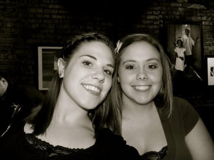 Two friends smile and pose together in a series of black and white photo booth style snapshots.