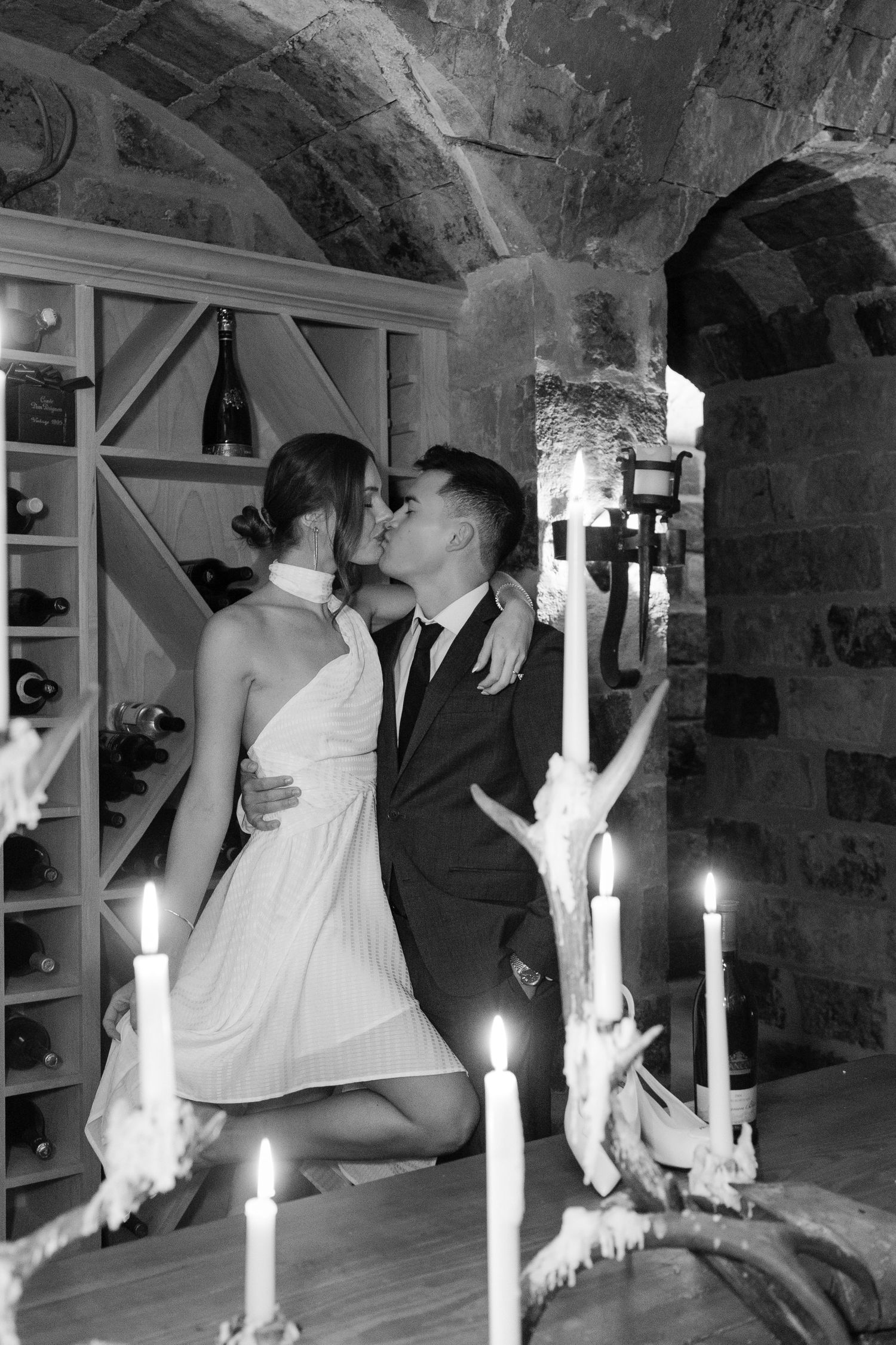 A romantic sequence of candlelit moments captured in black and white photography. Goodwin Manor.