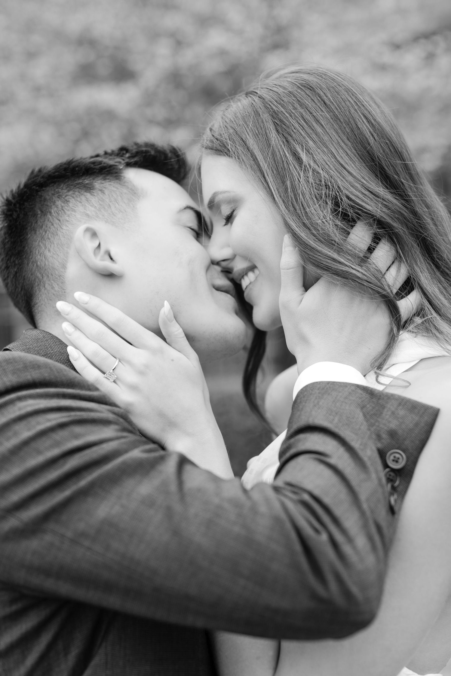 A sequence of intimate black and white photographs showing tender romantic moments. Goodwin Manor.