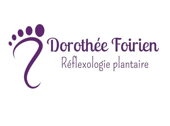 Purple logo for Dorothée Foirien Réflexologie Plantaire featuring a stylized foot with dots.