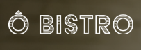 Ô Bistro restaurant logo with elegant white outlined text on a dark olive green background.
